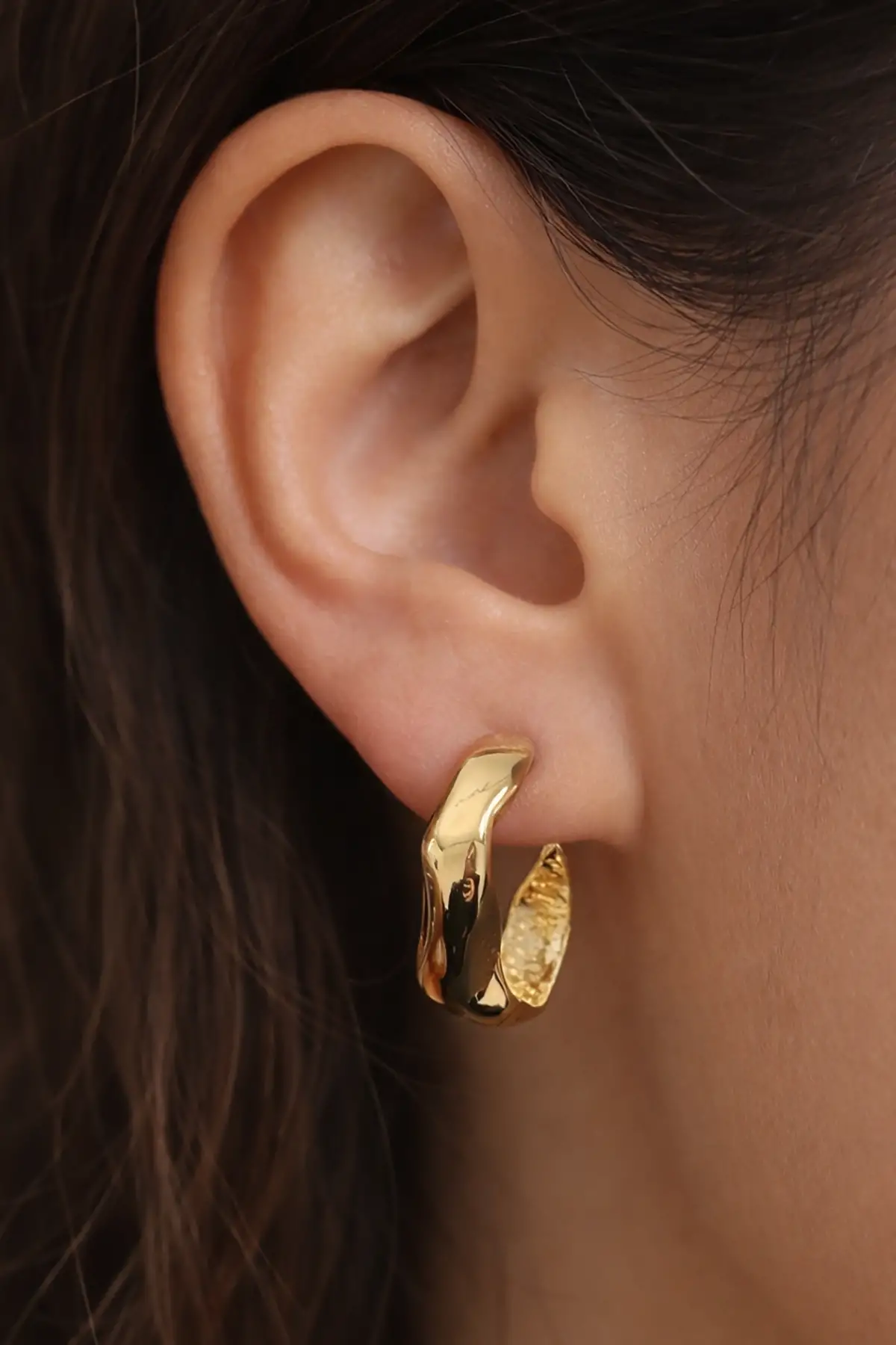 Altın Renk Çelik Halka Küpe (Çift)