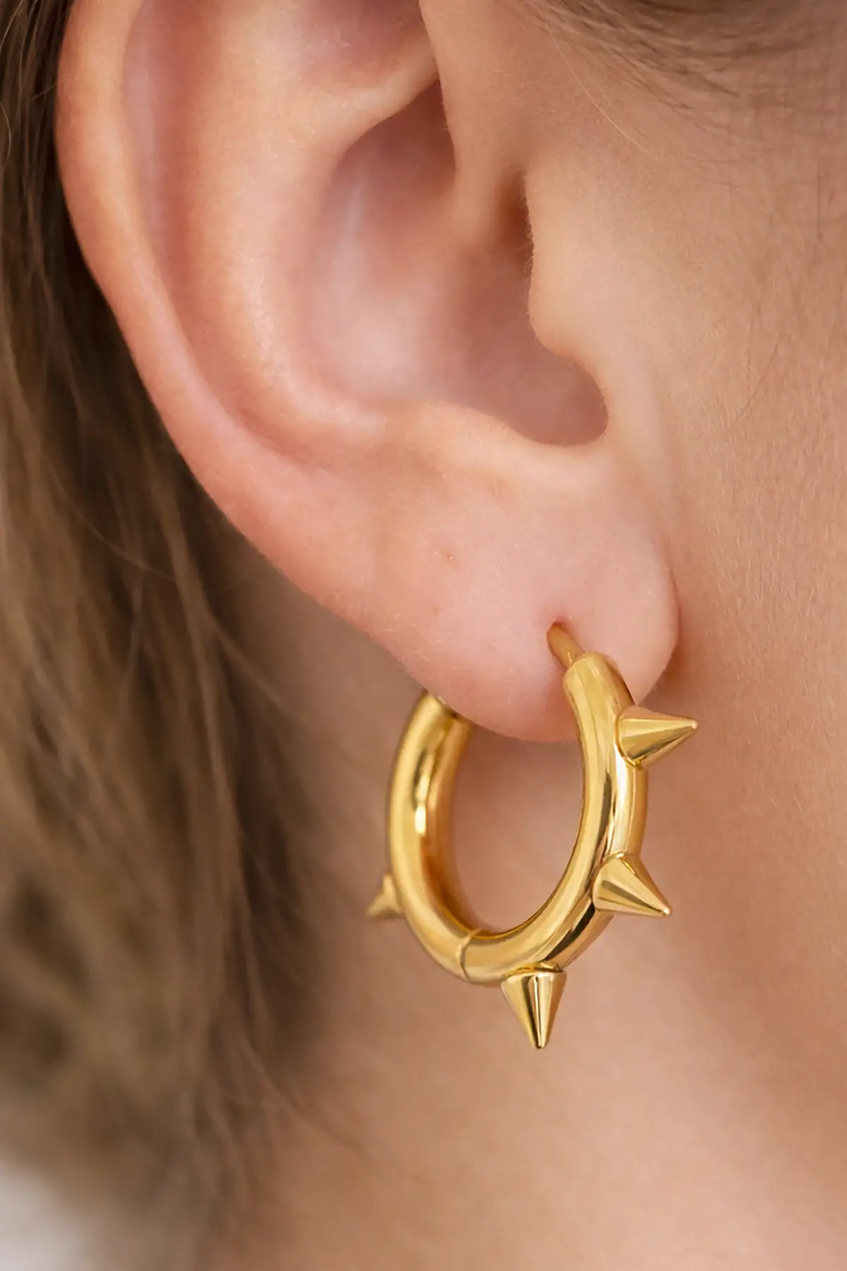 Altın Renk Çelik Halka Küpe (Çift)