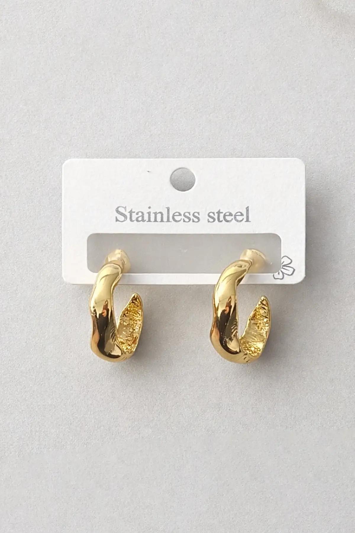 Altın Renk Çelik Halka Küpe (Çift)