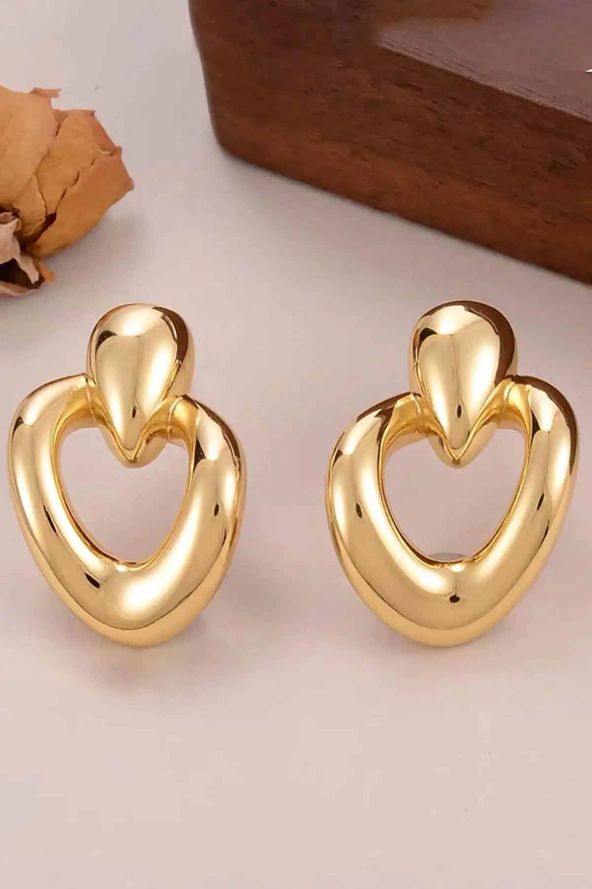 Altın Renk Çelik Küpe (Çift)