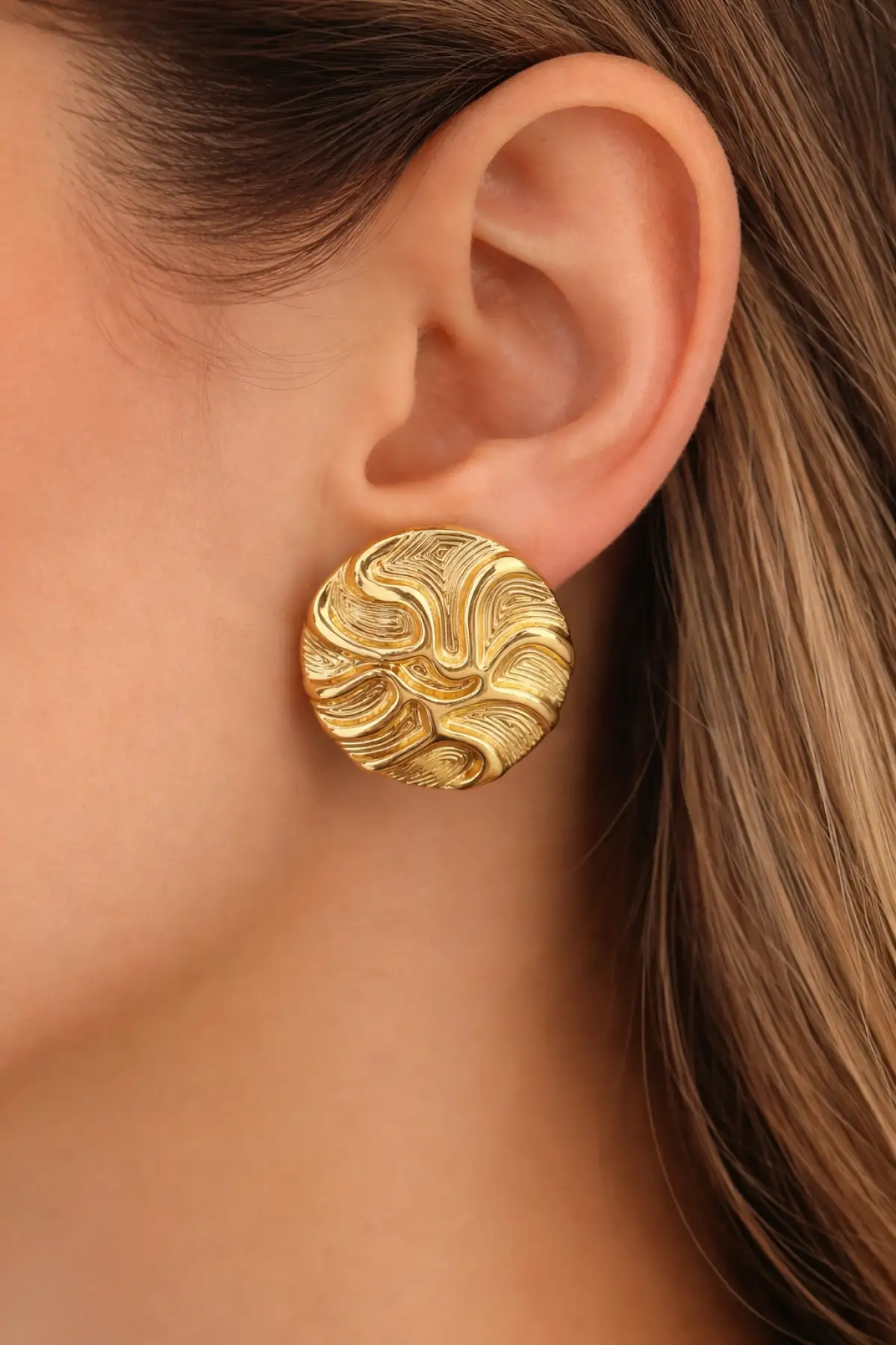 Altın Renk Çelik Küpe (Çift)