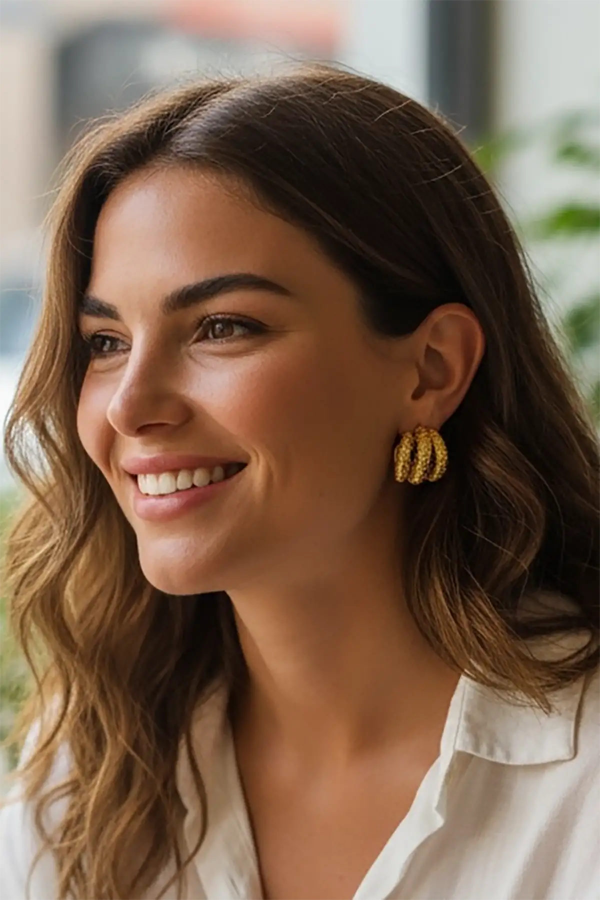 Altın Renk Çelik Küpe (Çift)