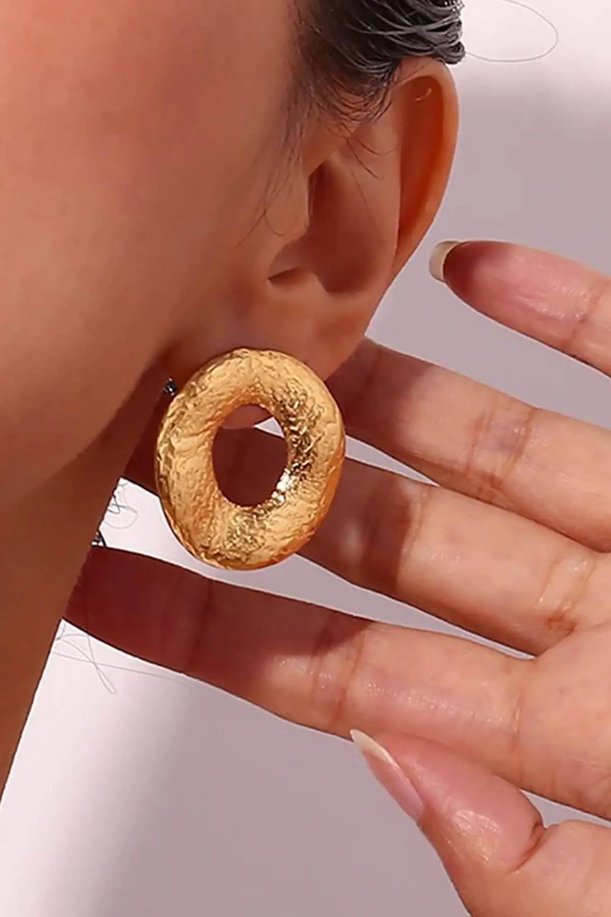 Altın Renk Çelik Küpe (Çift)