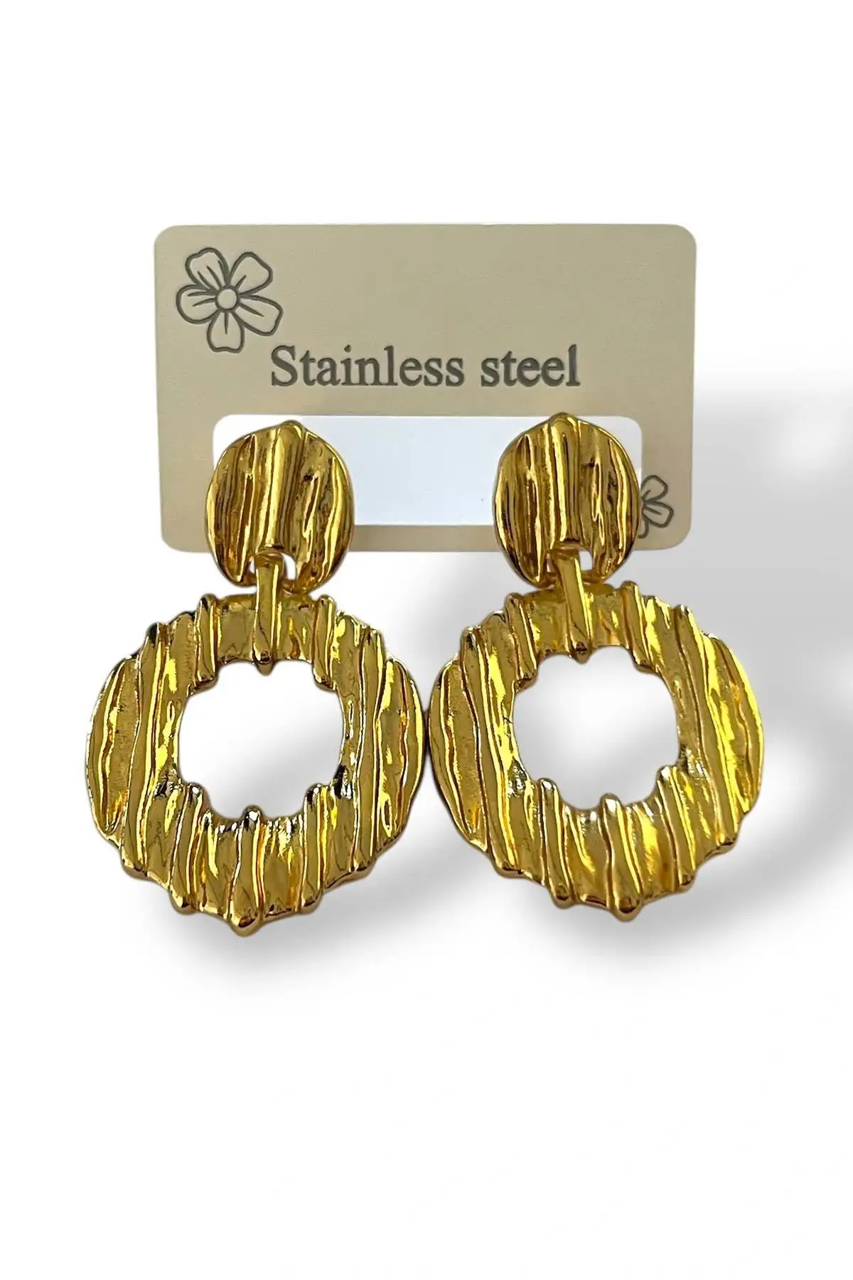 Altın Renk Çelik Küpe (Çift)