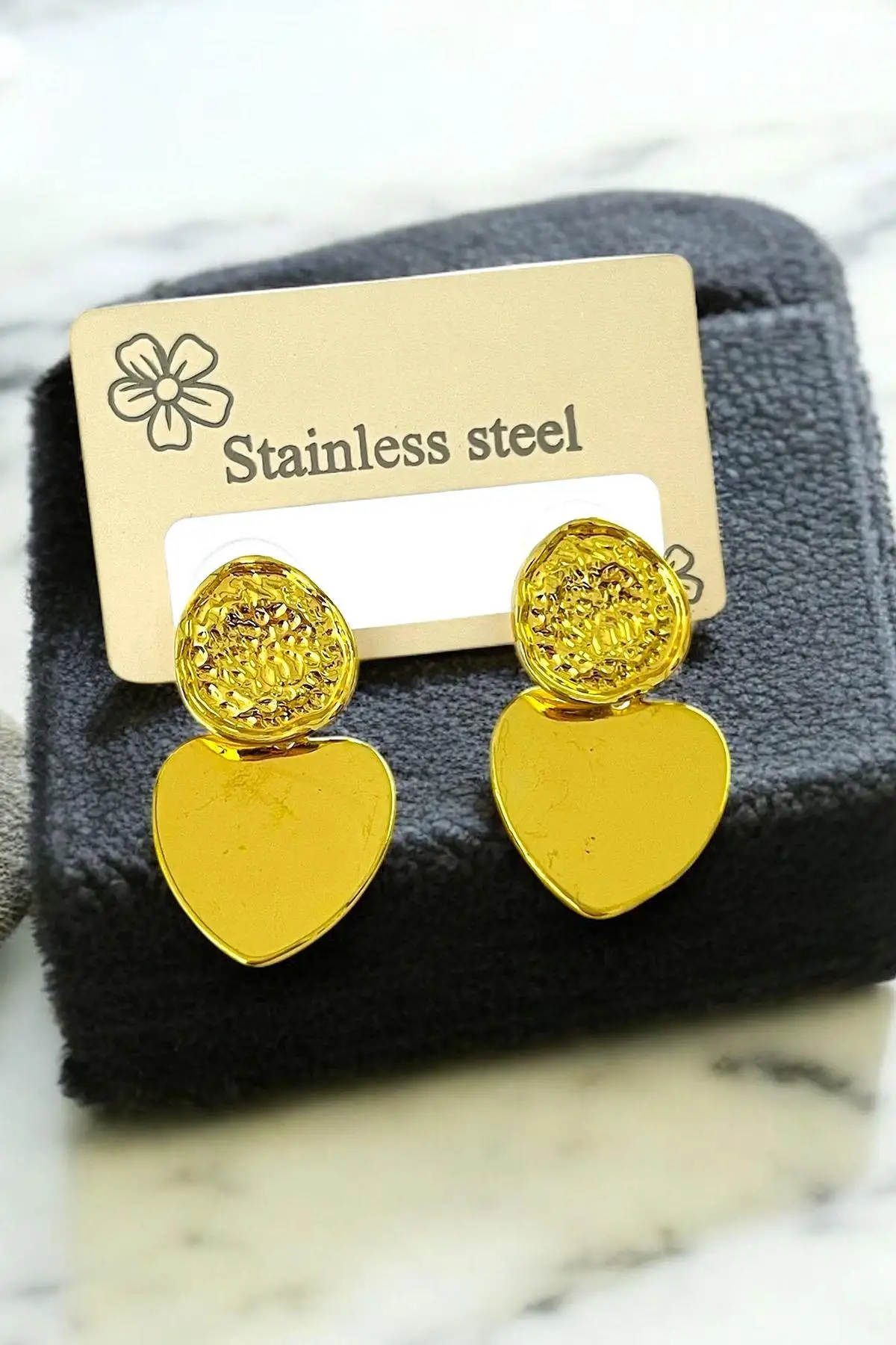 Altın Renk Çelik Küpe (Çift)