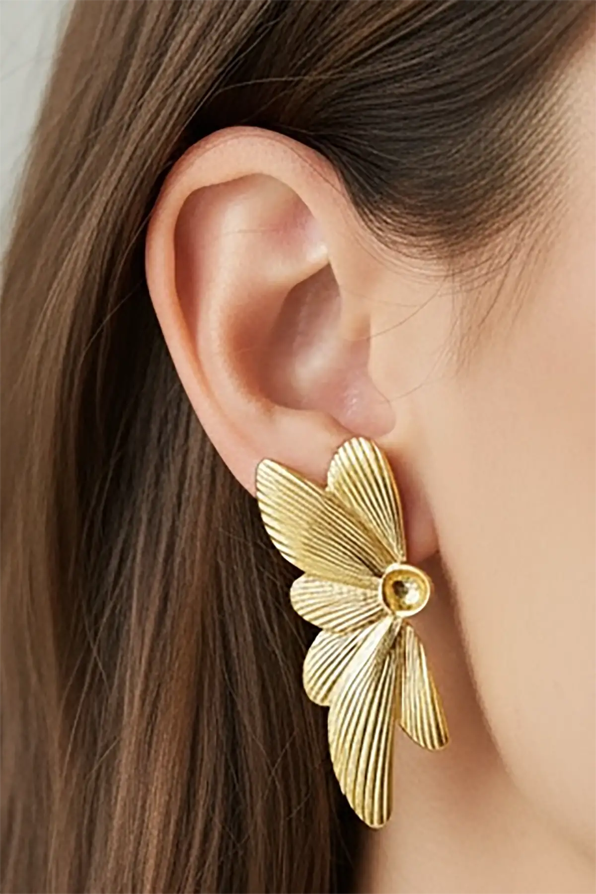 Altın Renk Çelik Küpe (Çift)