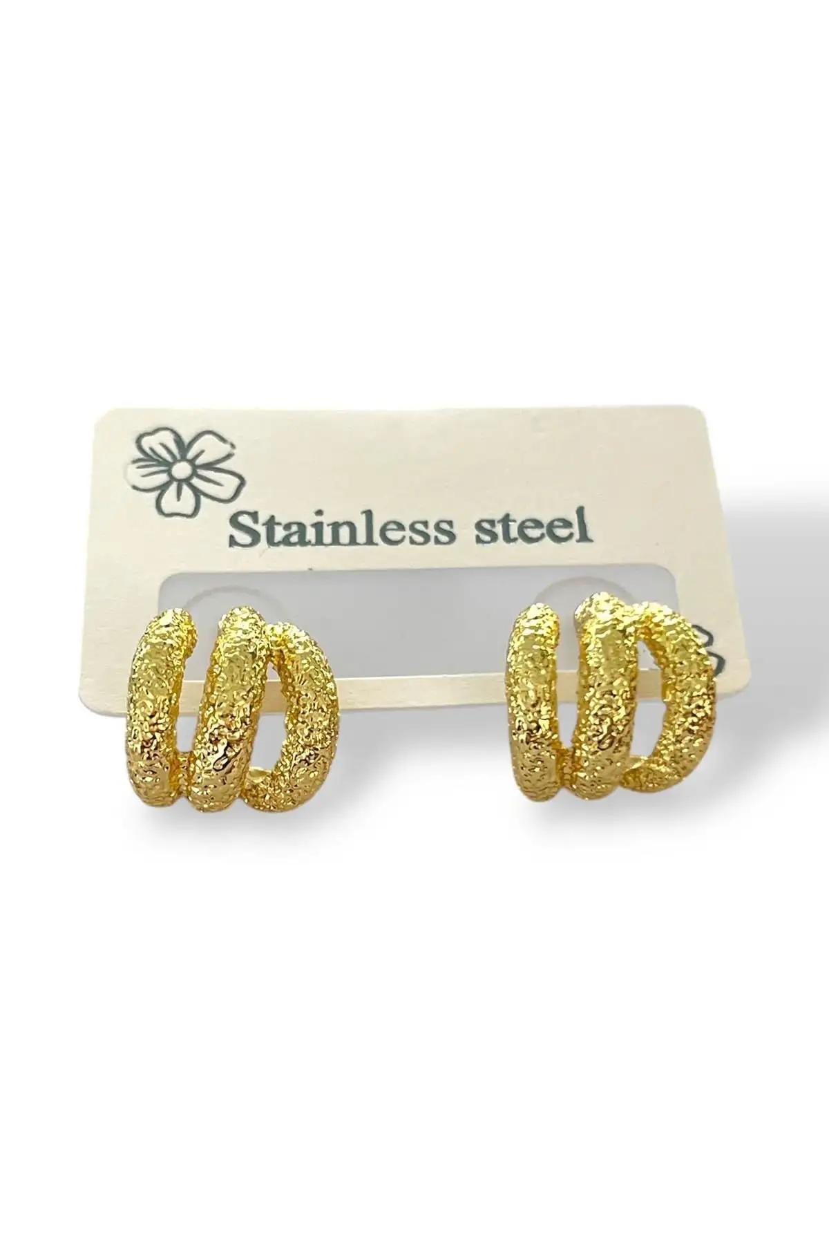 Altın Renk Çelik Küpe (Çift)