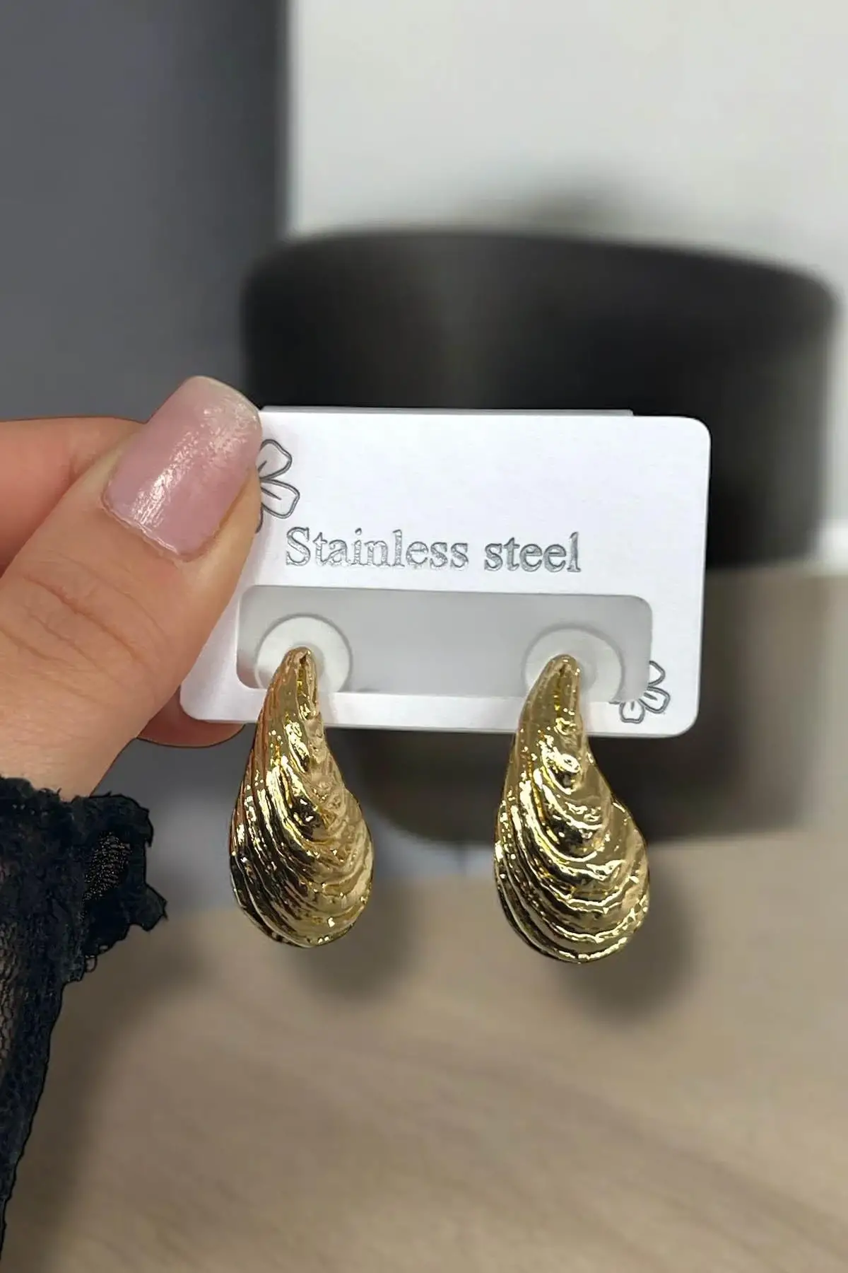 Altın Renk Çelik Küpe (Çift)