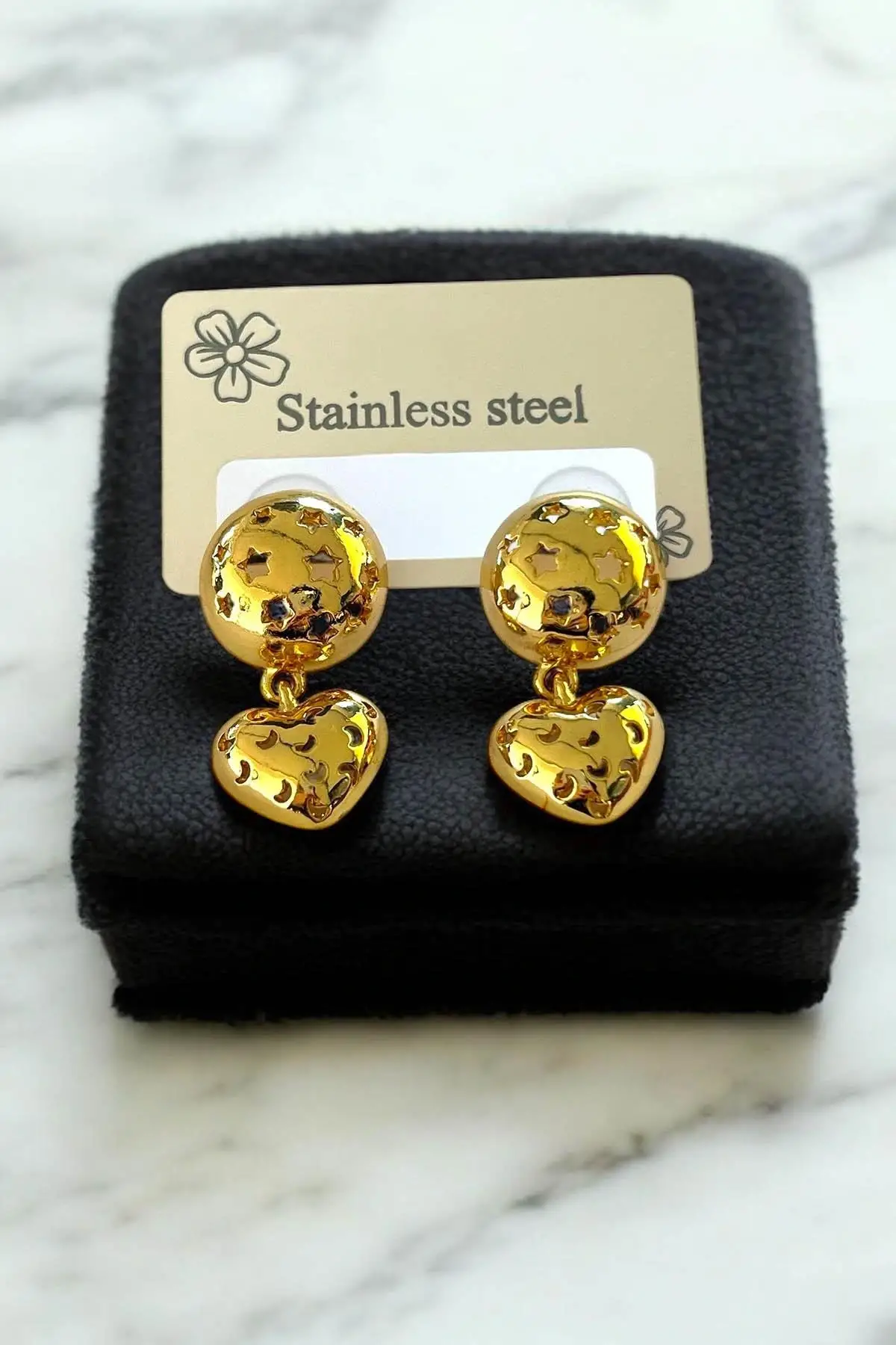 Altın Renk Çelik Küpe (Çift)