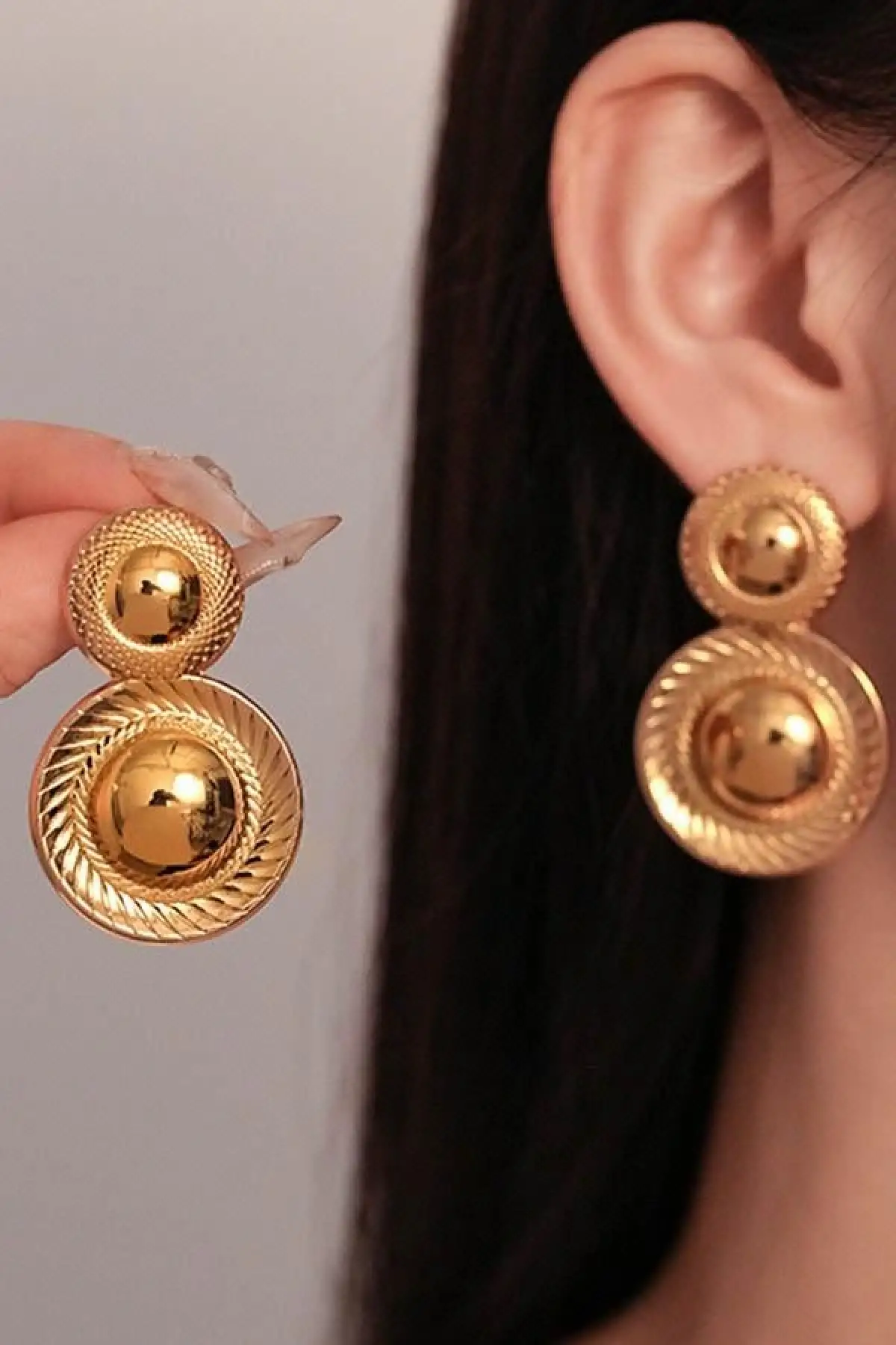 Altın Renk Çelik Küpe (Çift)