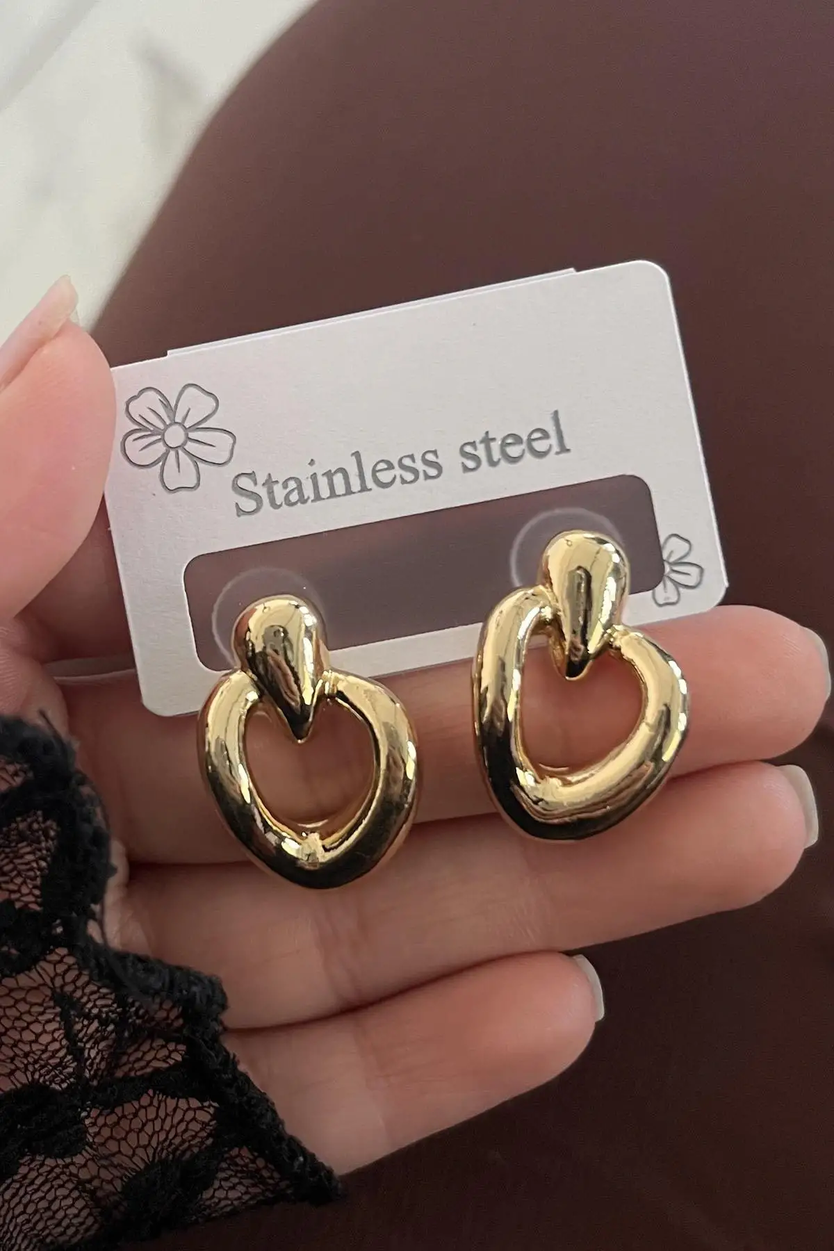 Altın Renk Çelik Küpe (Çift)