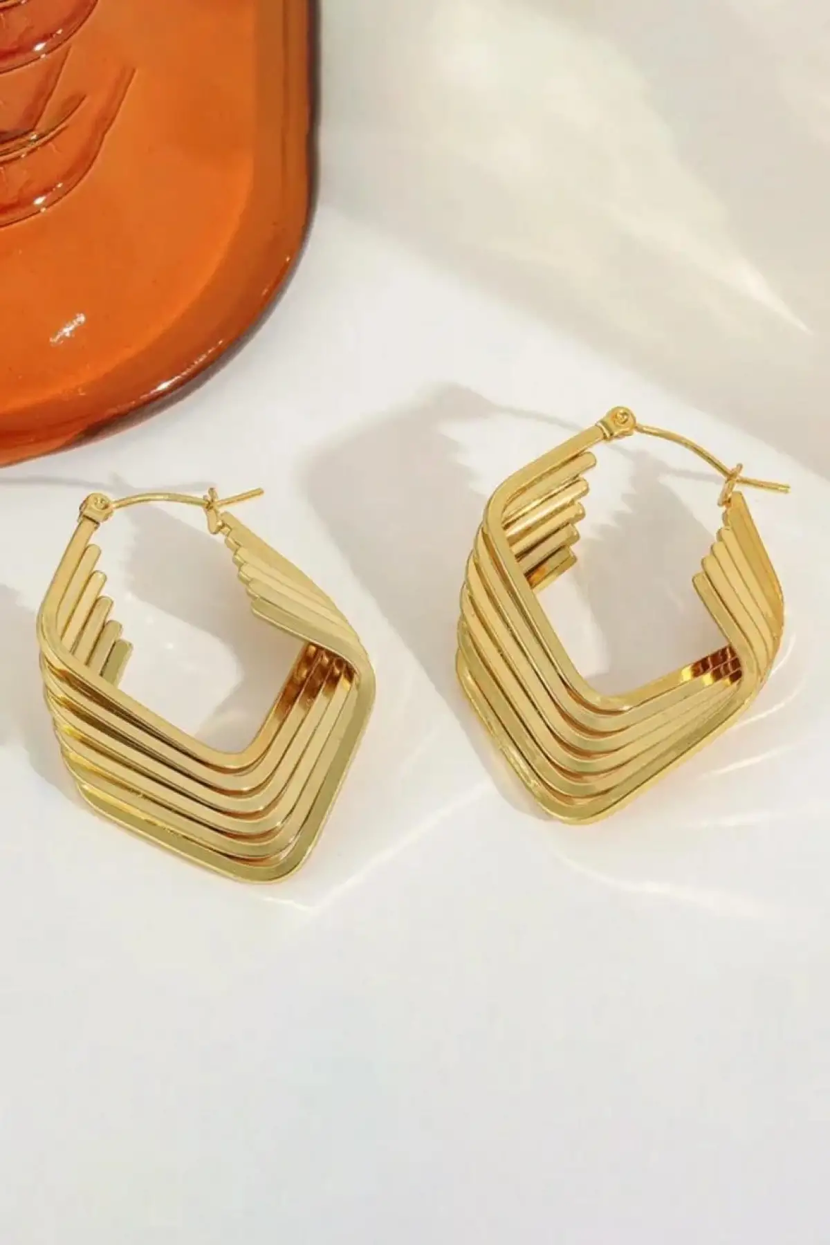 Altın Renk Çelik Küpe (Çift)