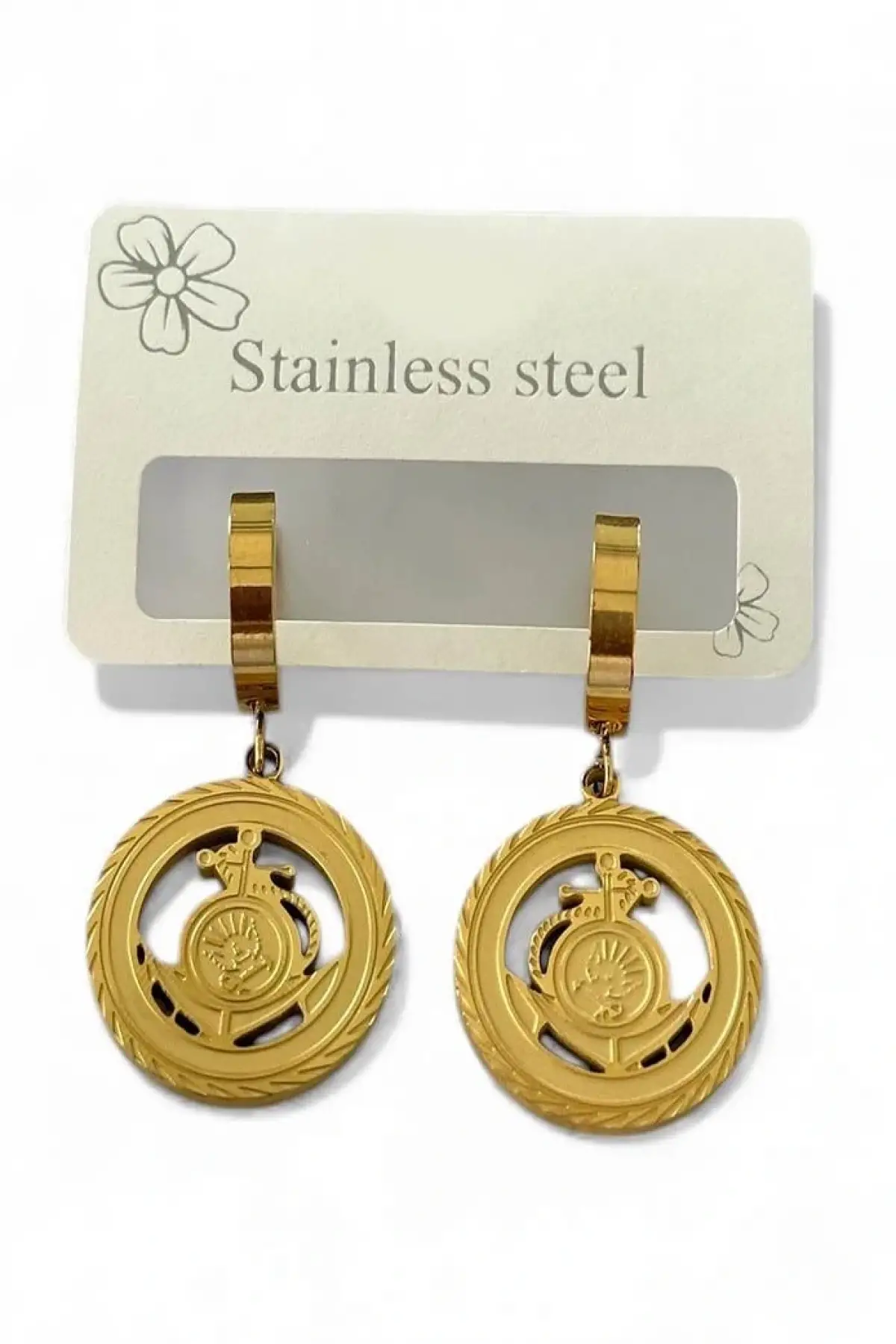 Altın Renk Çelik Küpe (Çift)