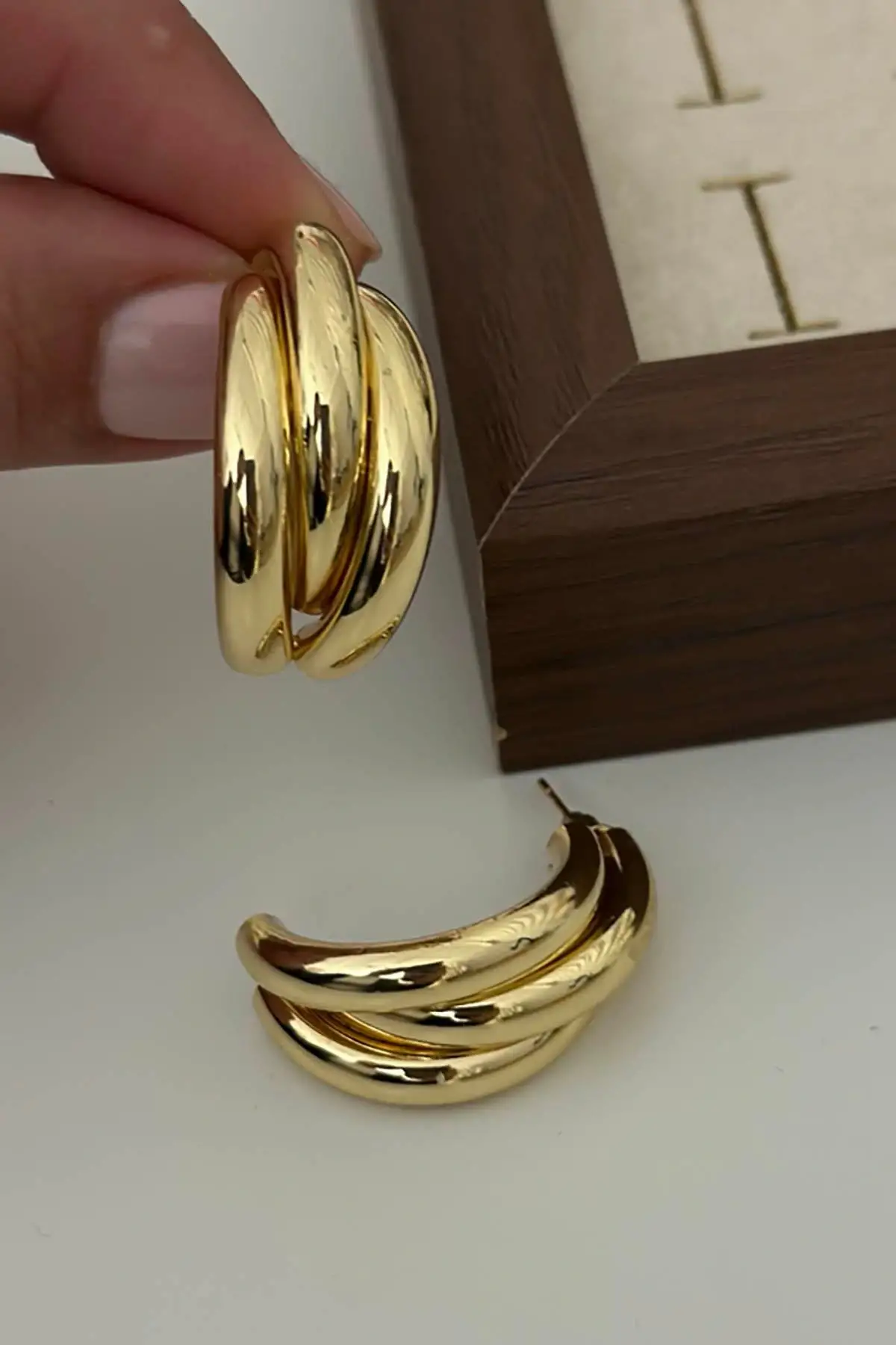 Altın Renk Çelik Küpe (Çift)