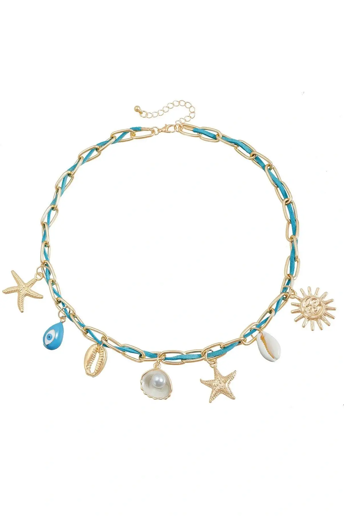 Altın Renk Charmlı Tasarım Kolye