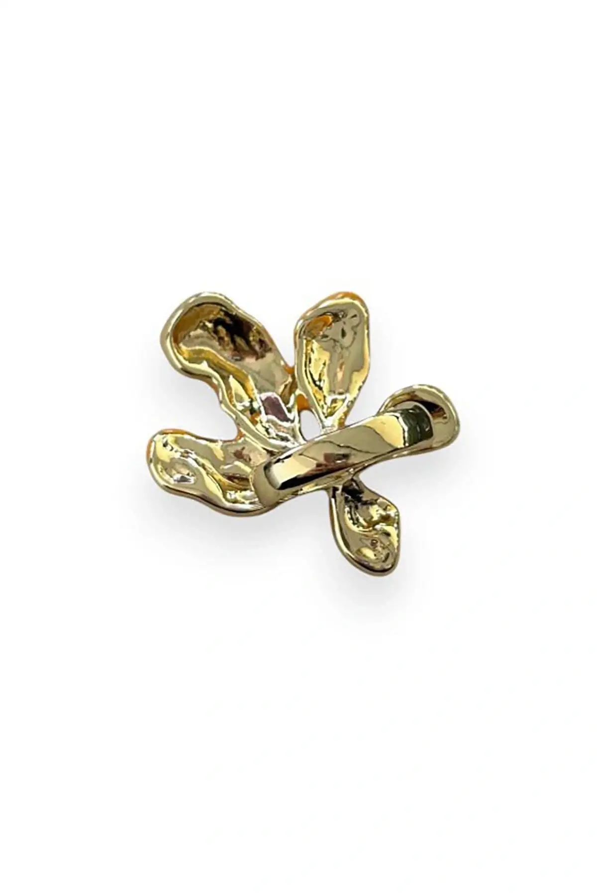 Altın Renk Çiçek Figürlü Taş Detaylı 14K Altın Kaplama TX Ear Cuff (Tek)