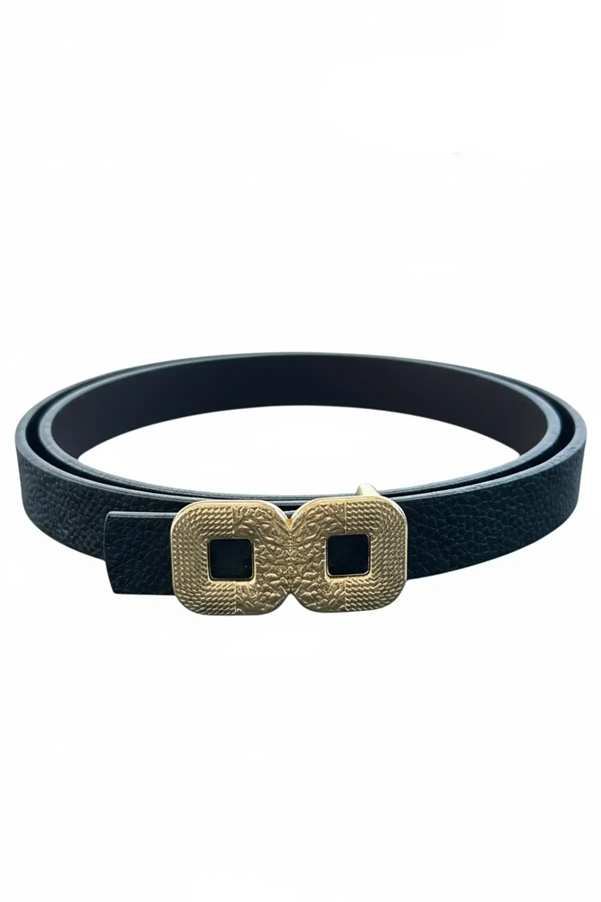 Altın Renk Deri Detaylı Kadın Kemer