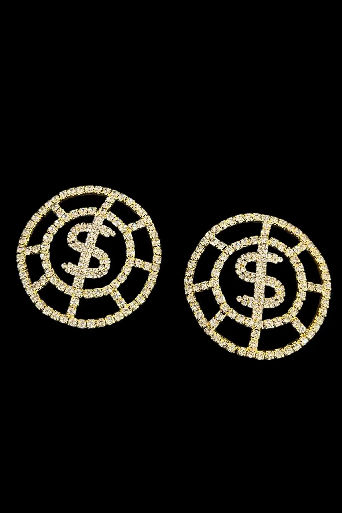 Altın Renk Dolar Figürlü Taş Detaylı Tasarım Göğüs Ucu Aksesuar