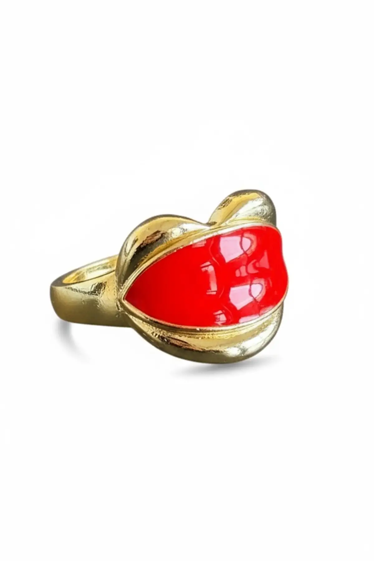 Altın Renk Dudak Figürlü Ayarlanabilir Yüzük