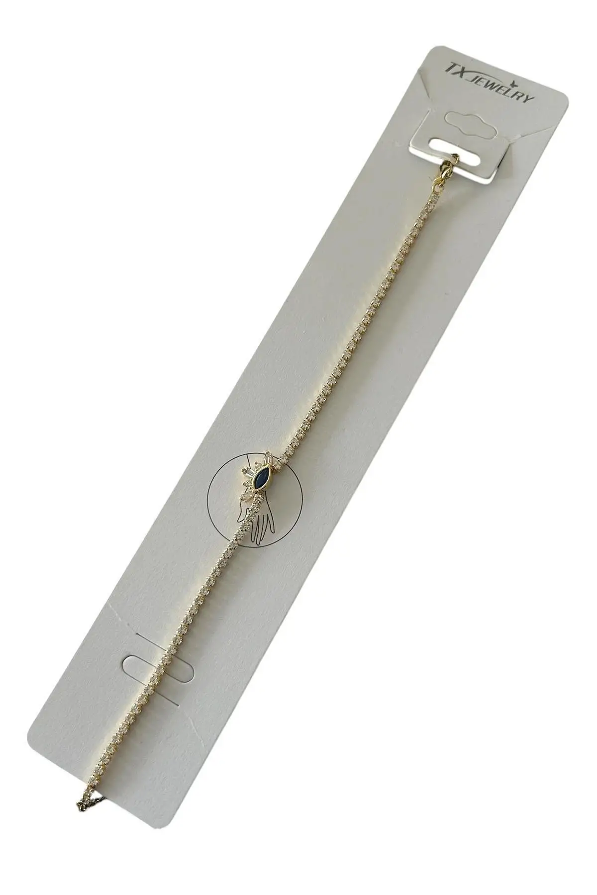 Altın Renk Göz Detaylı Taşlı 14K Altın Kaplama Tx Bileklik