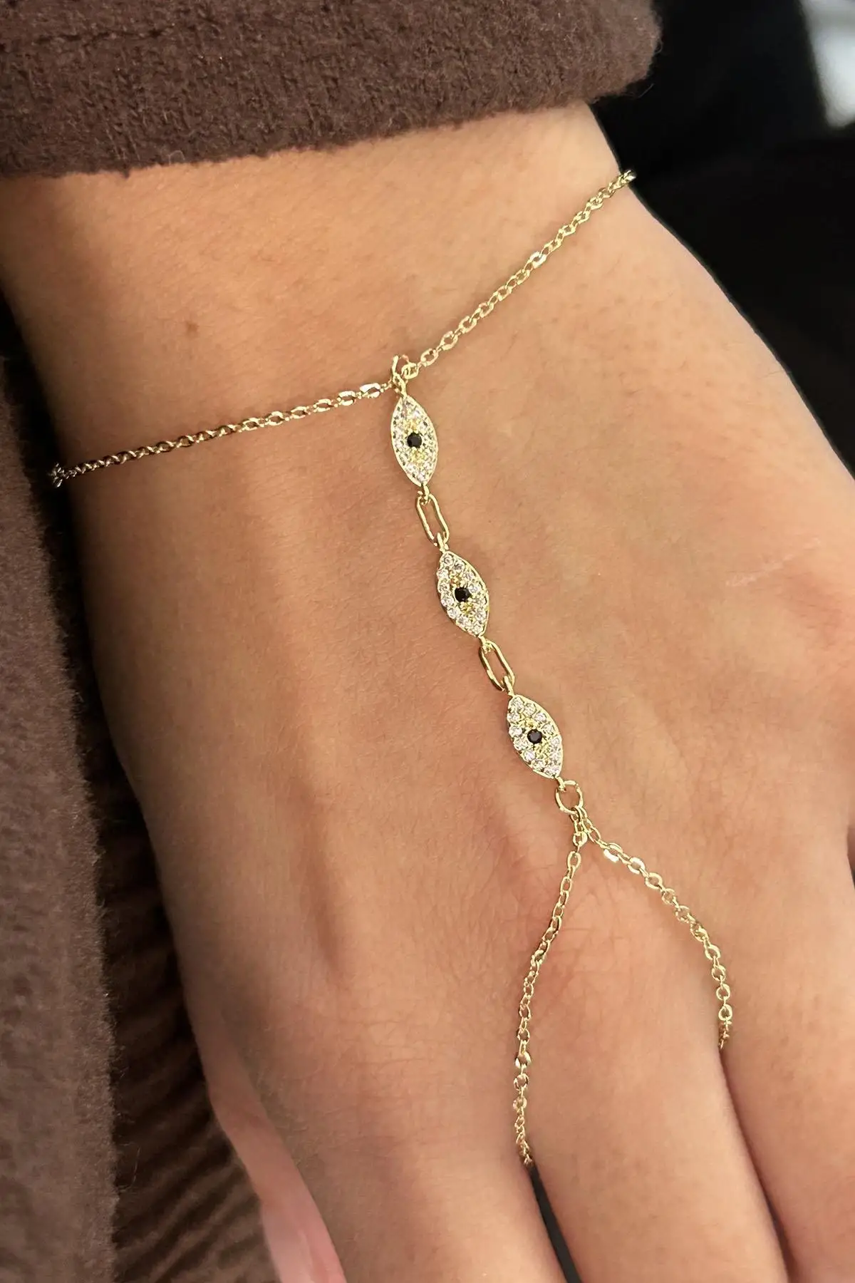 Altın Renk Göz Figürlü 14K Altın Kaplama TX Şahmeran