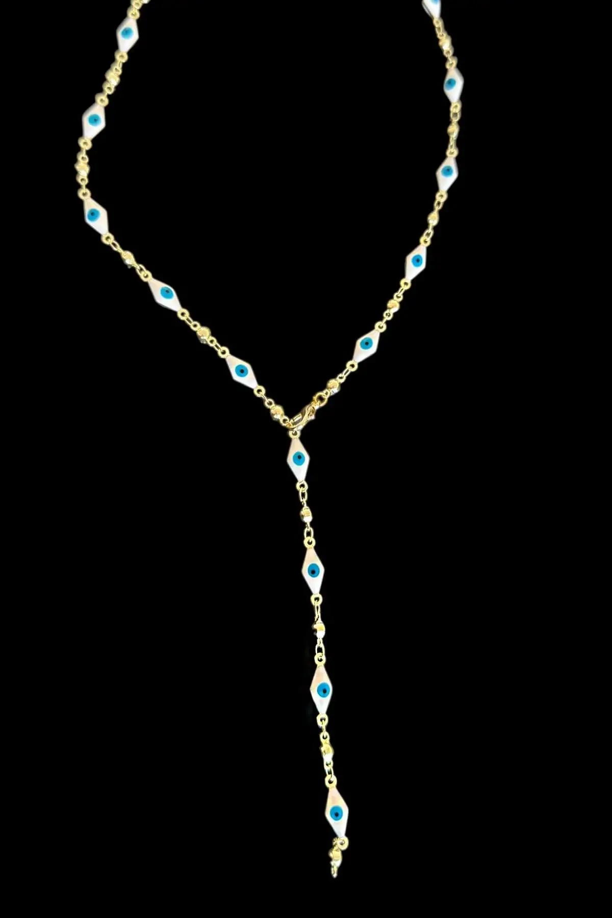 Altın Renk Göz Figürlü Çelik Y Kolye