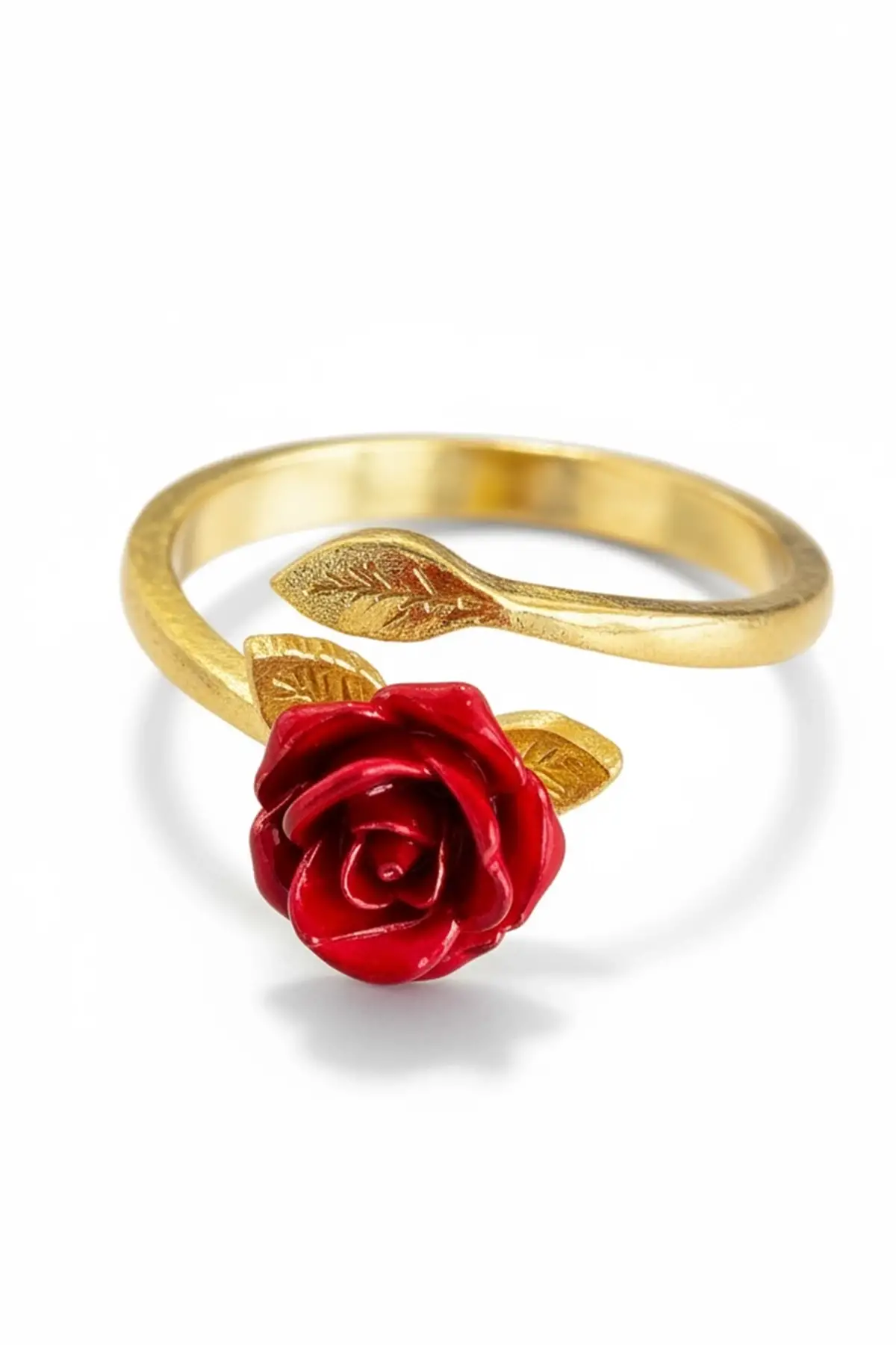 Altın Renk Gül Figürlü Ayarlanabilir Yüzük
