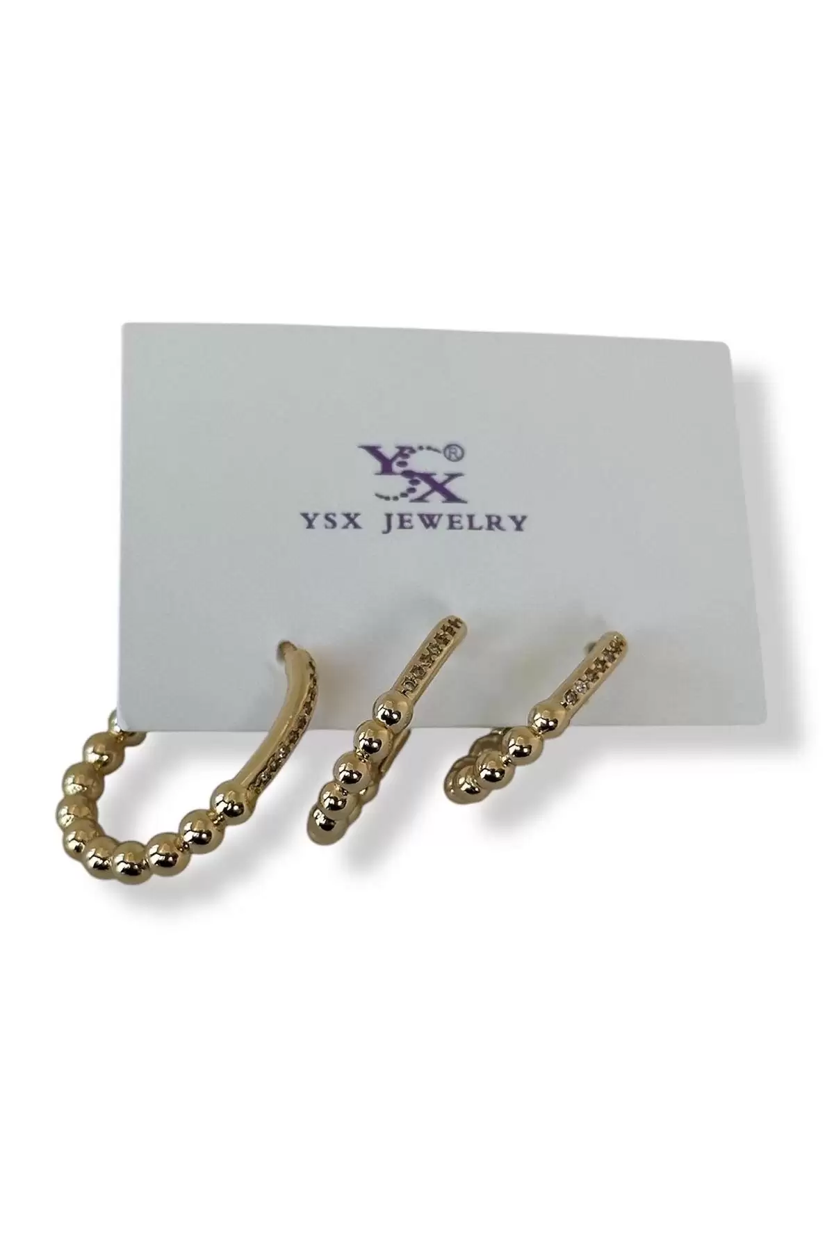 Altın Renk Halka 3lü YSX Küpe Set