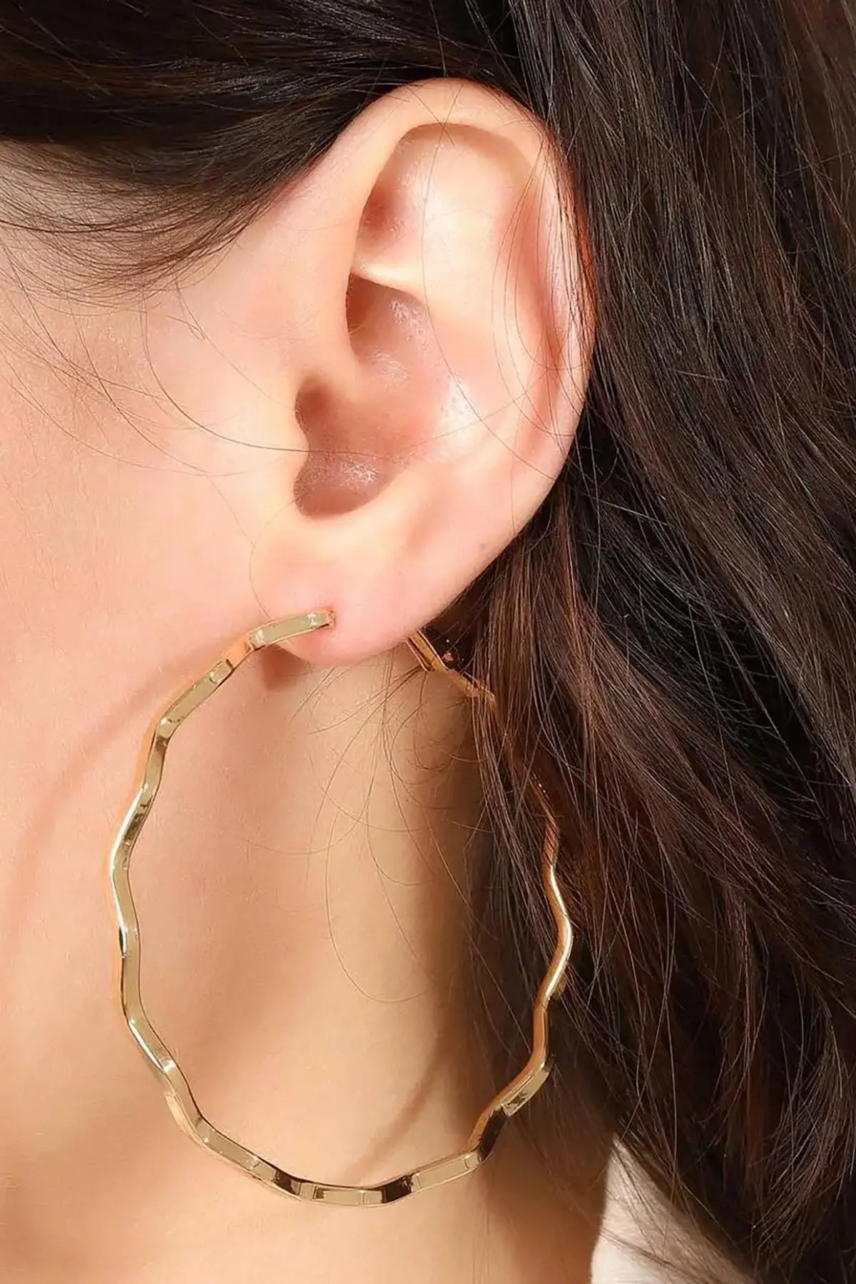 Altın Renk Halka Küpe (Çift)