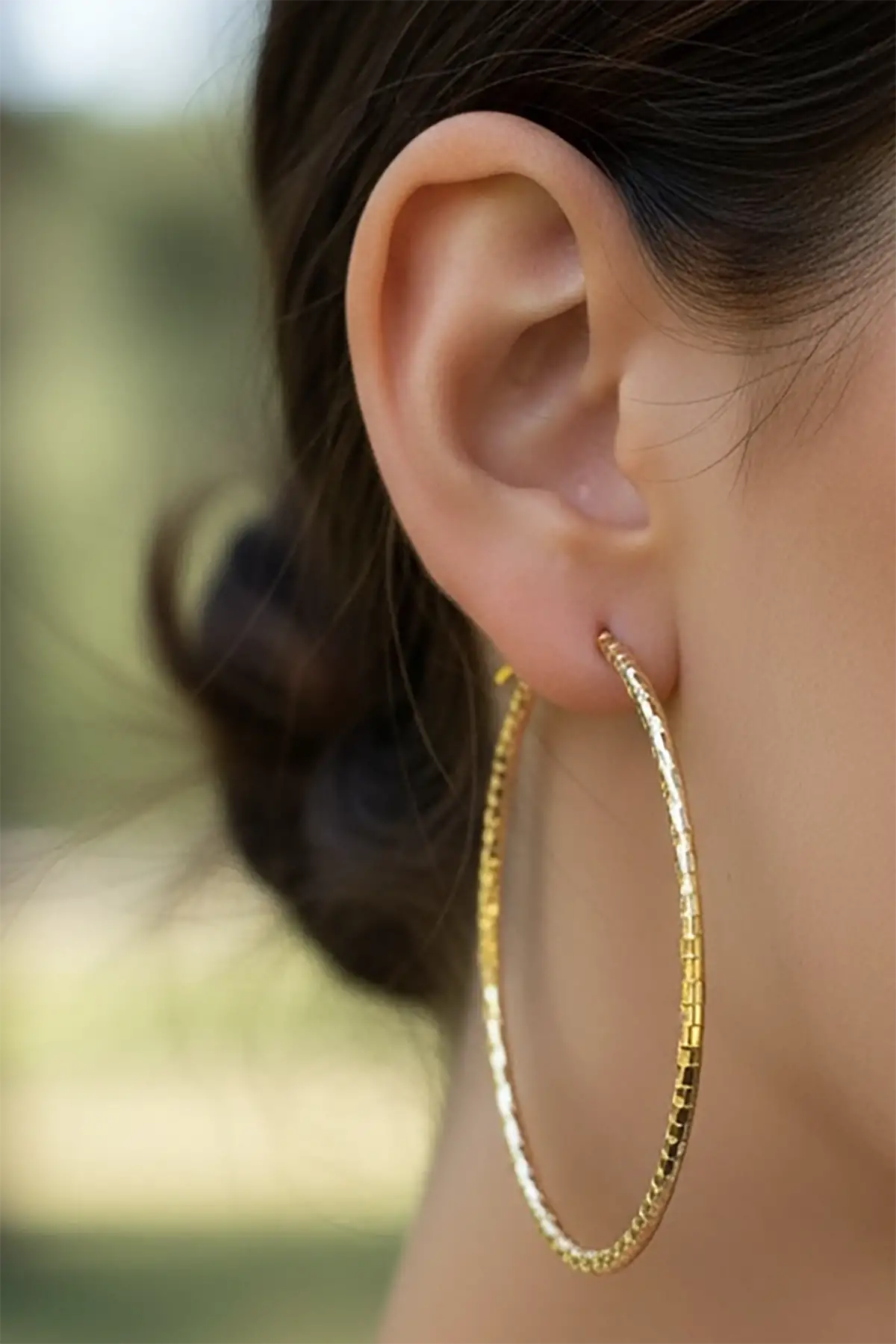 Altın Renk Halka Küpe (Çift)