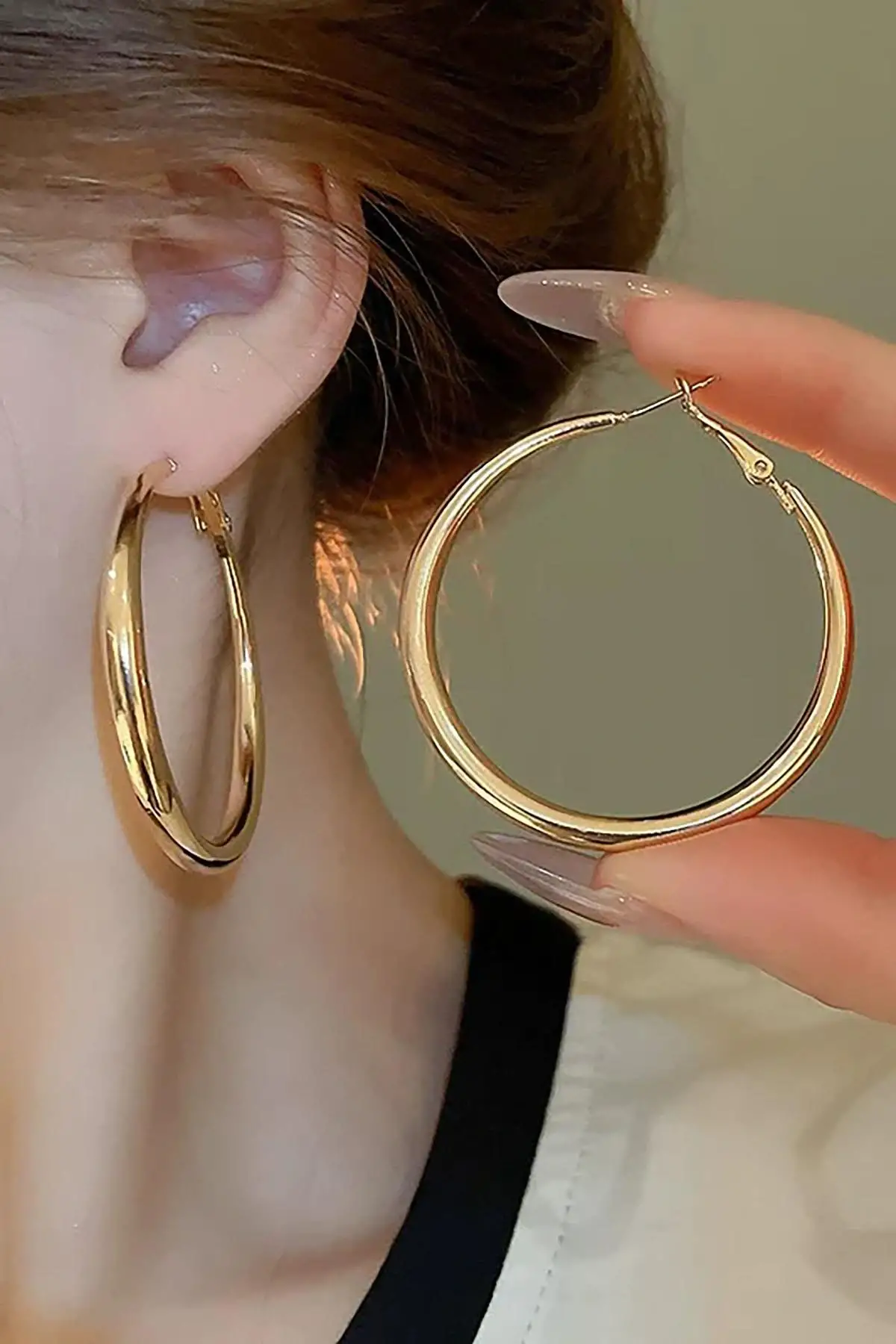 Altın Renk Halka Küpe (Çift)