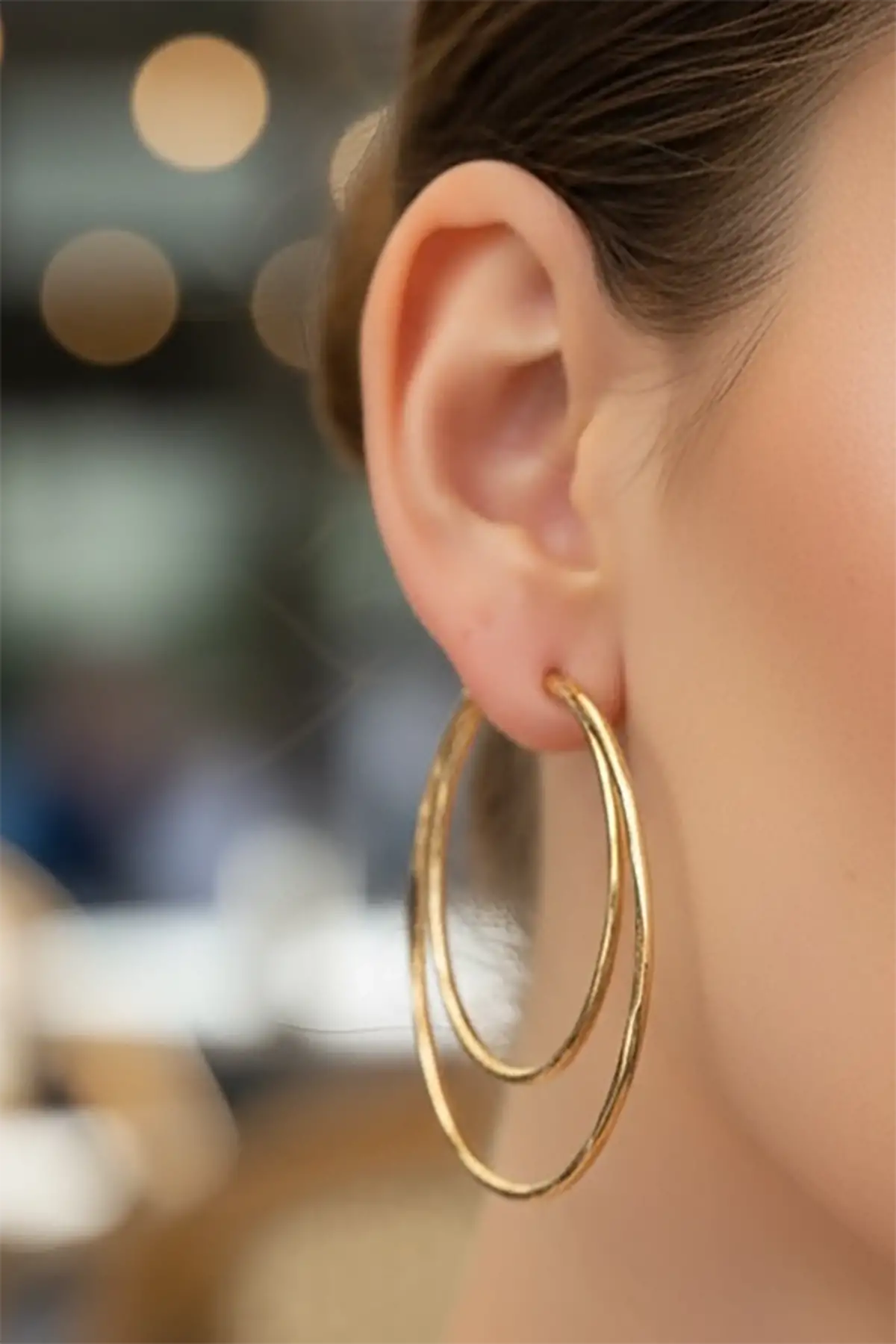 Altın Renk Halka Küpe (Çift)