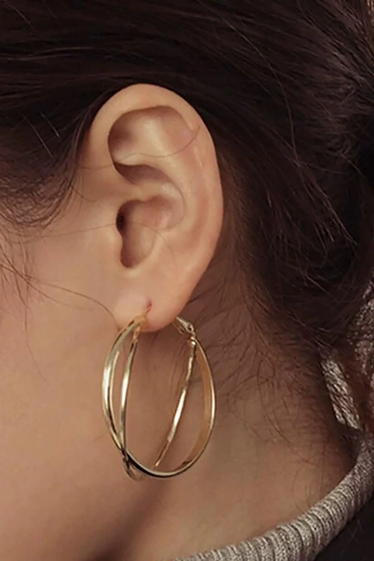 Altın Renk Halka Küpe (Çift)