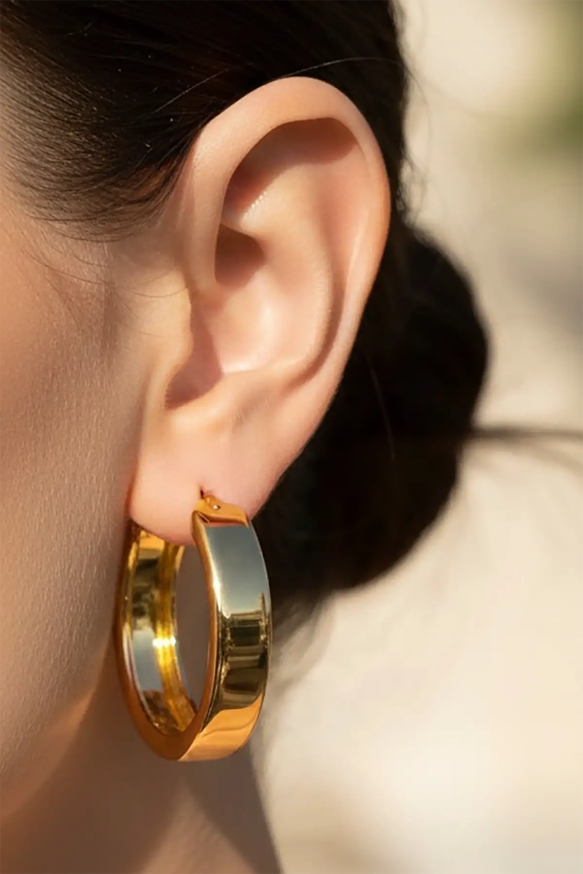 Altın Renk Halka Küpe (Çift)