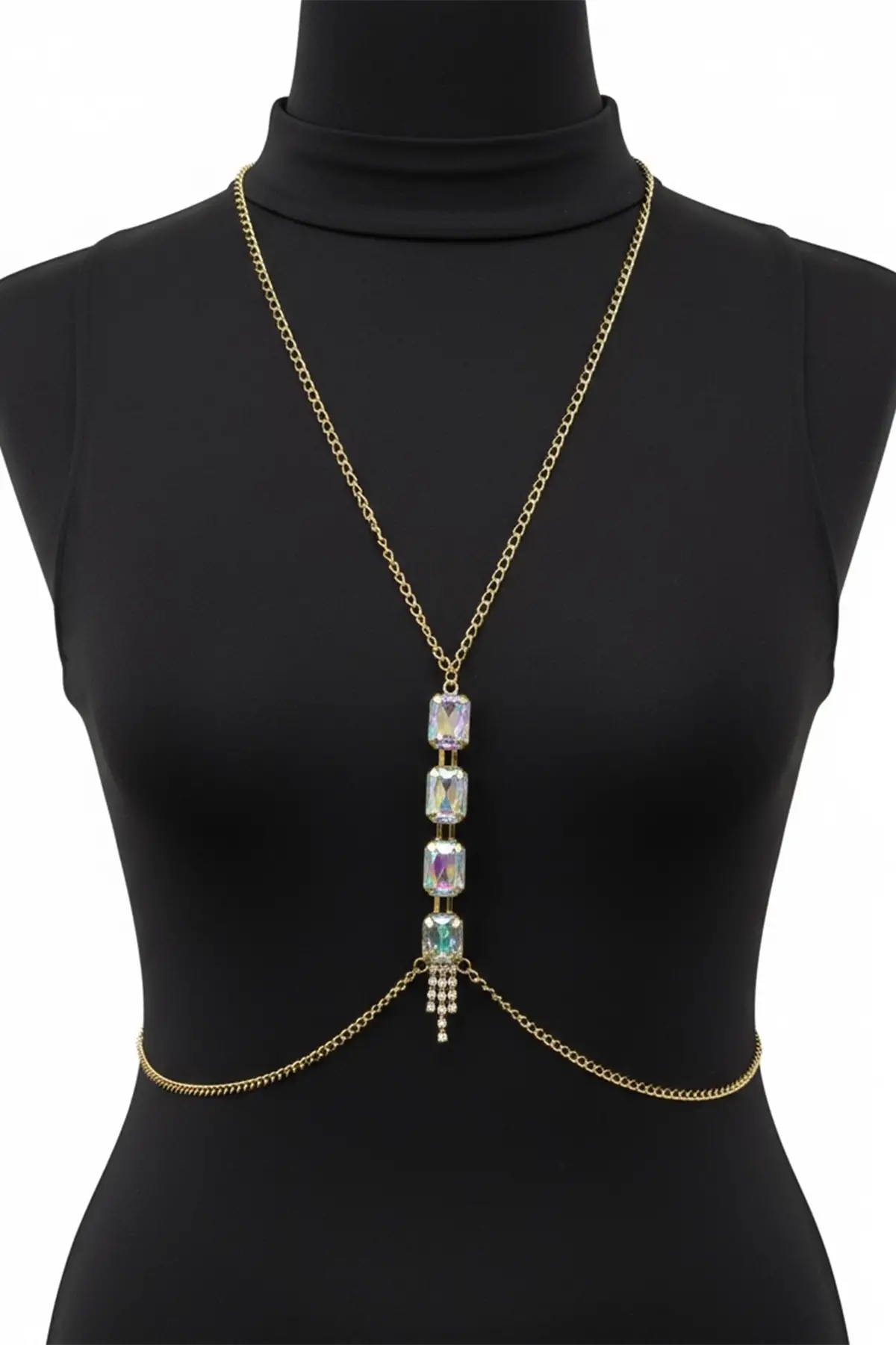 Altın Renk Hologram Taş Detaylı Vücut Aksesuarı