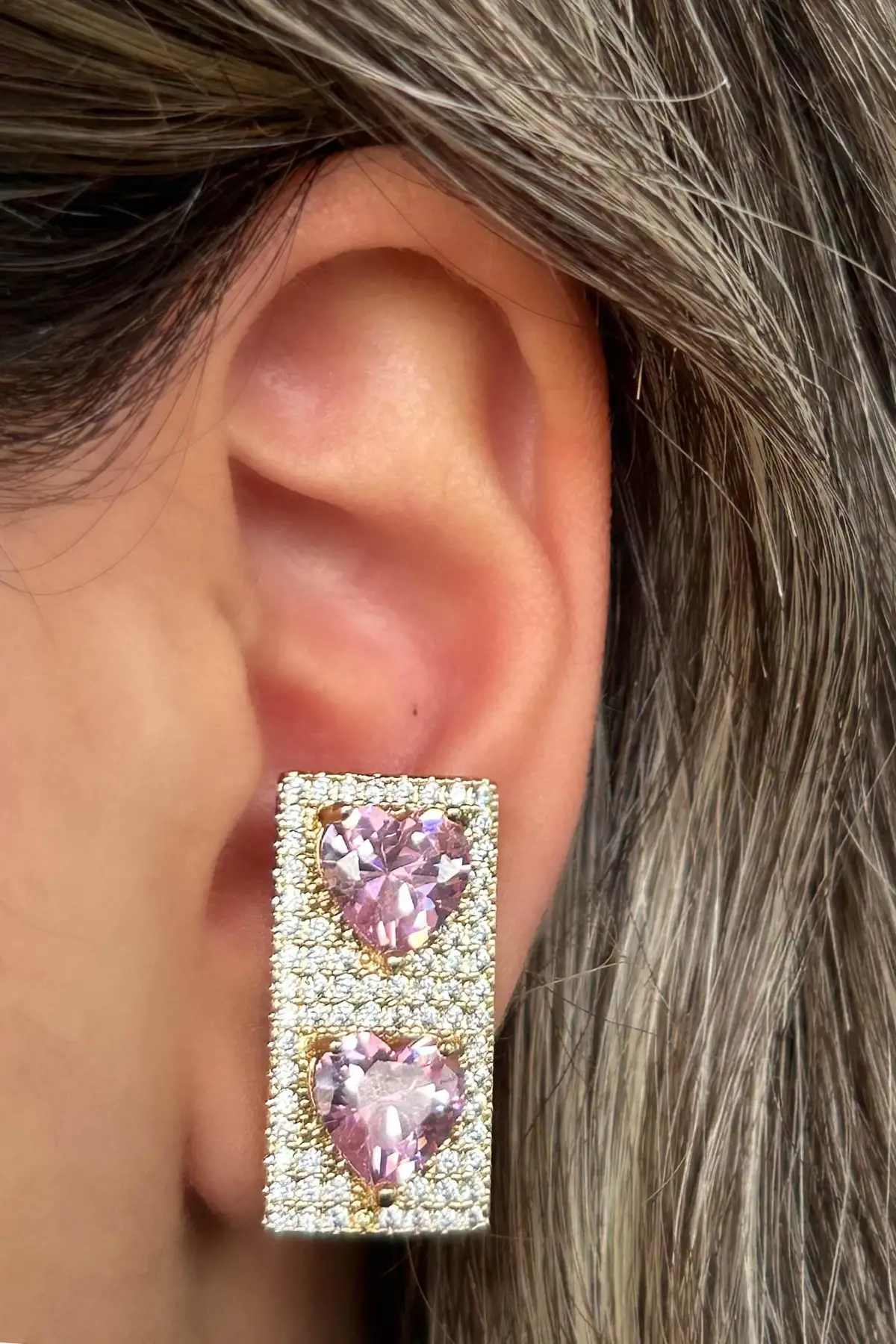 Altın Renk Kalp Figürlü 14K Altın Kaplama TX Kulak Aksesuarı (Tek)