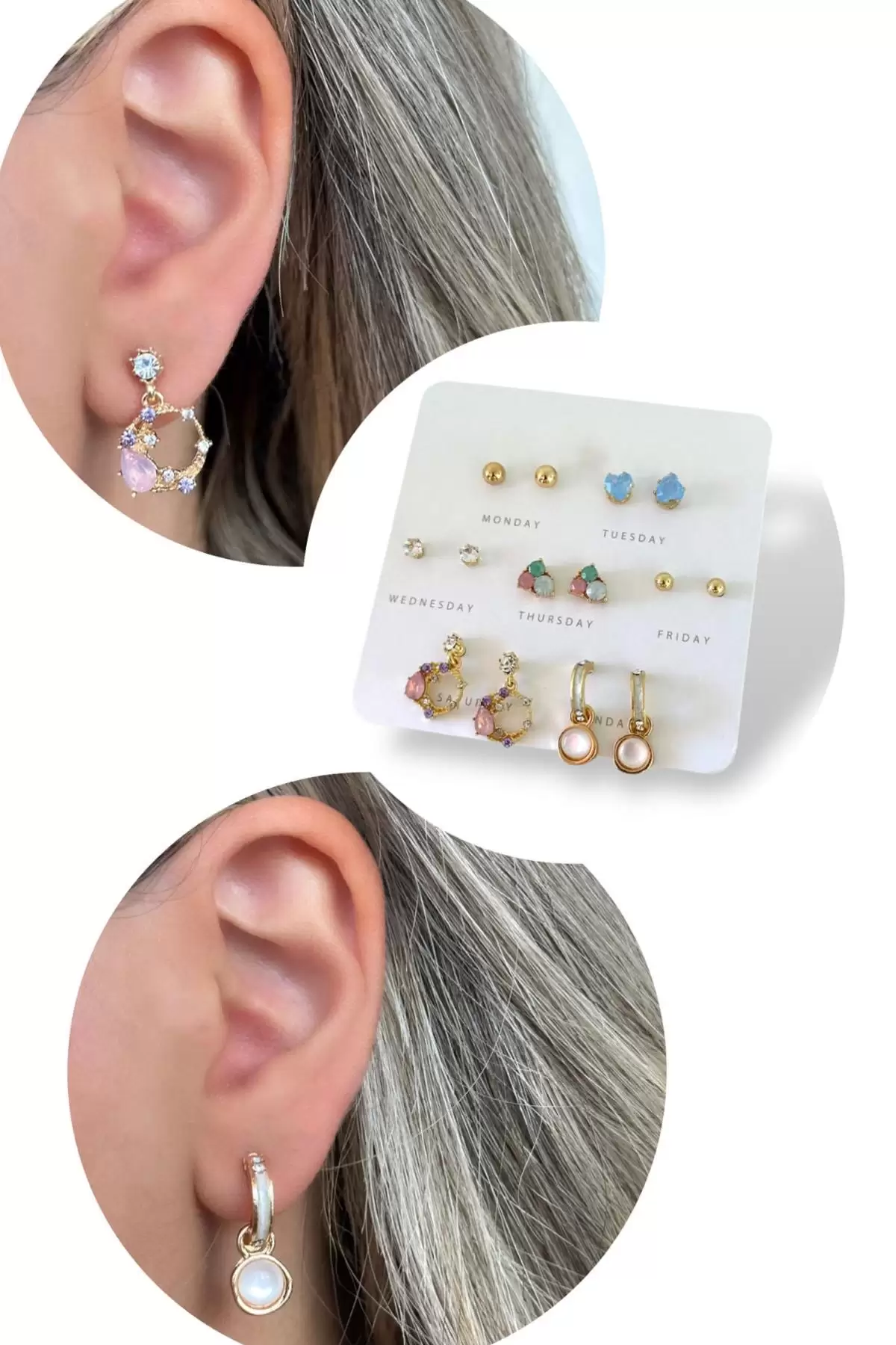 Altın Renk Karışık Figürlü 14lü Küpe Set