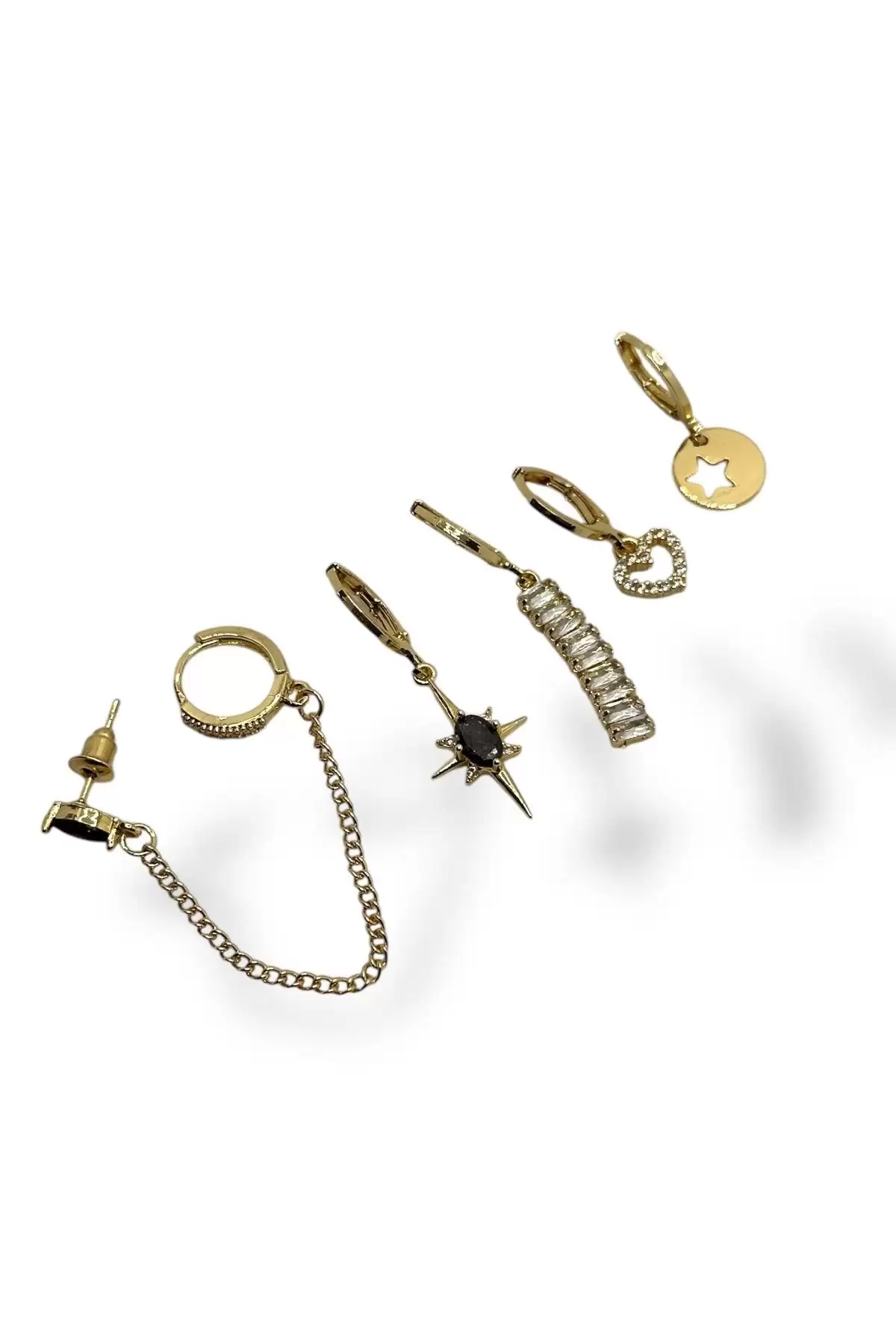 Altın Renk Karışık Figürlü 6lı Küpe Set