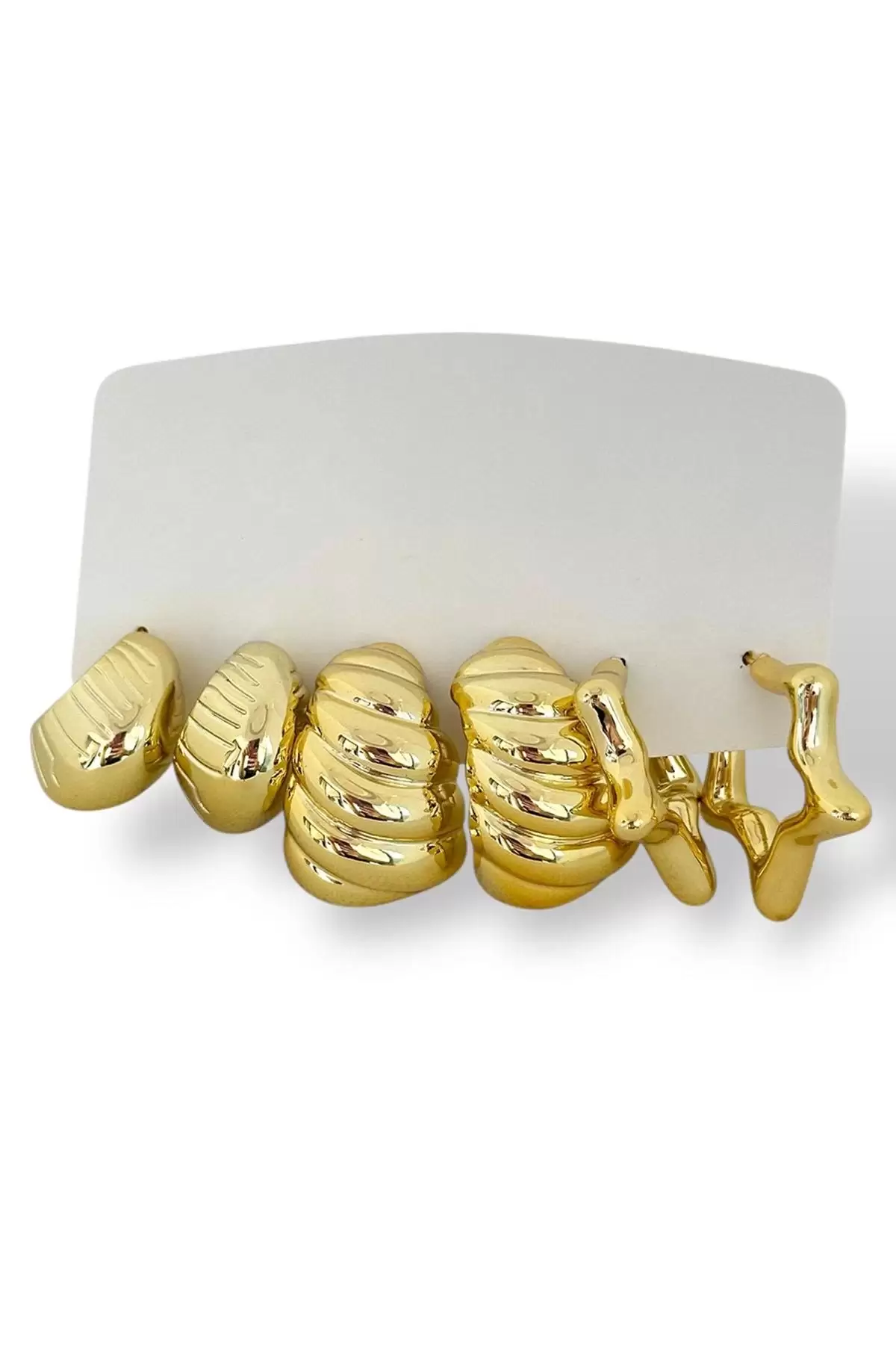 Altın Renk Karışık Figürlü 6lı Küpe Set