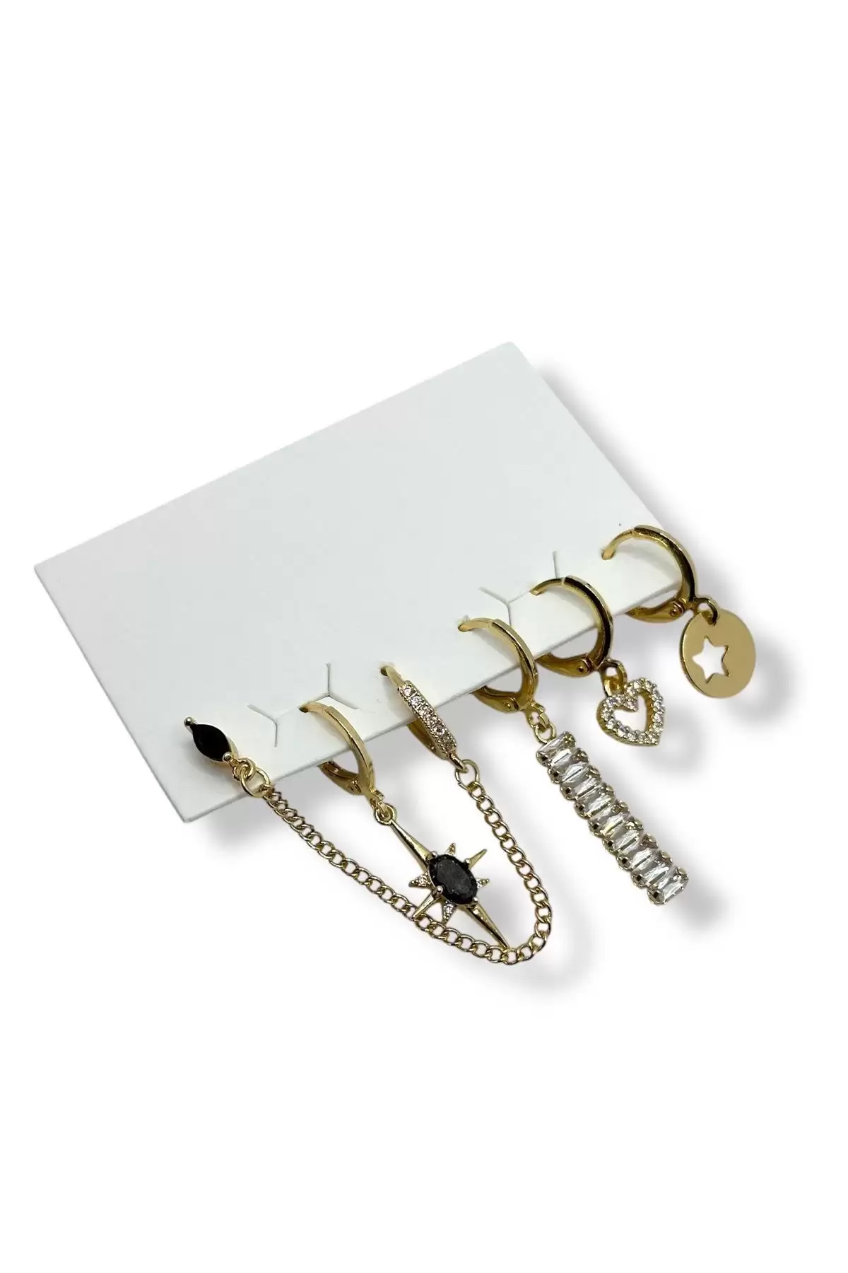 Altın Renk Karışık Figürlü 6lı Küpe Set