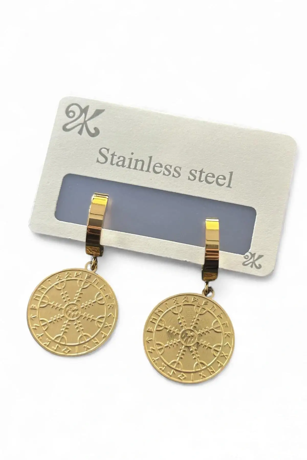 Altın Renk Karışık Figürlü Çelik Küpe (Çift)