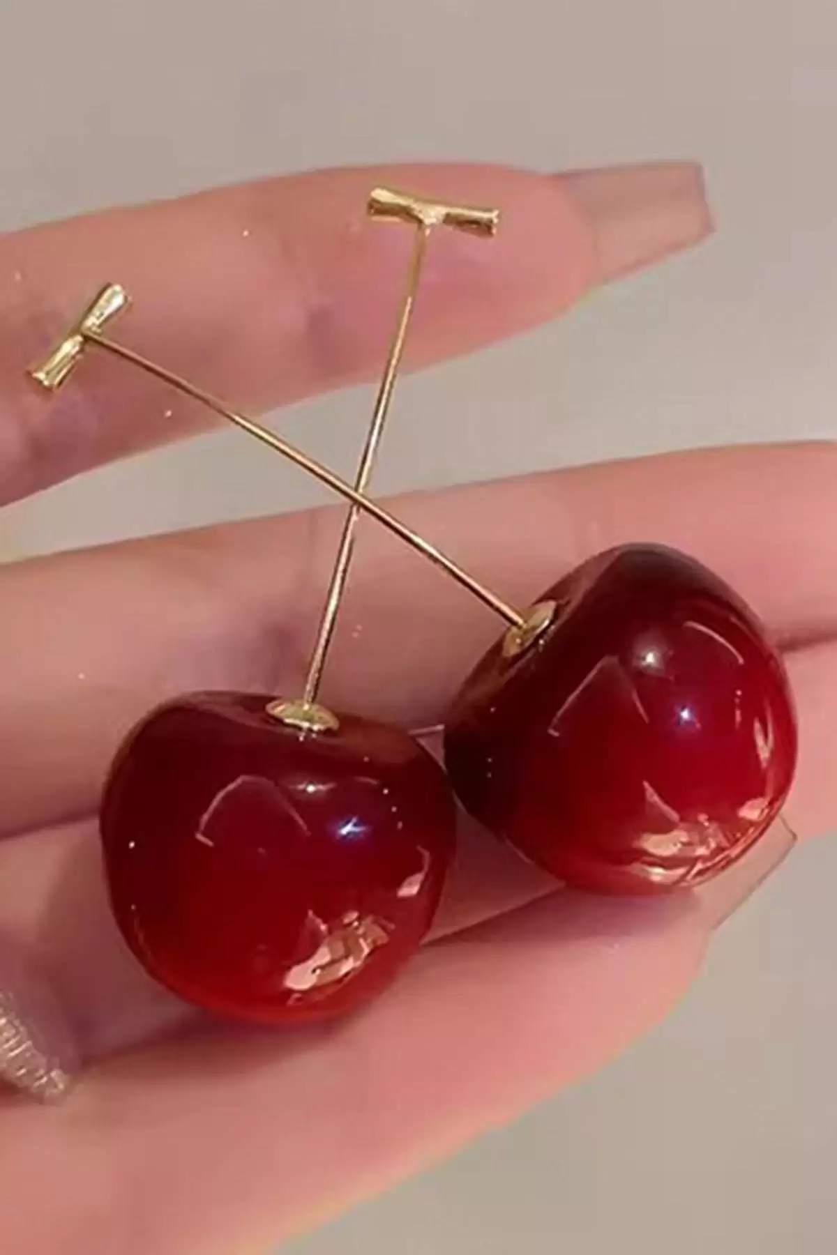 Altın Renk Kiraz Figürlü YSX Küpe (Çift)