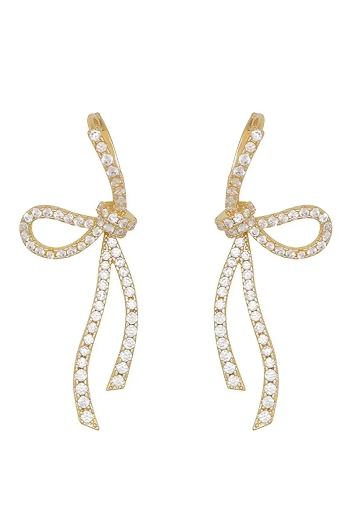 Altın Renk Kurdele Figürlü 14k Altın Kaplama Küpe (Çift)