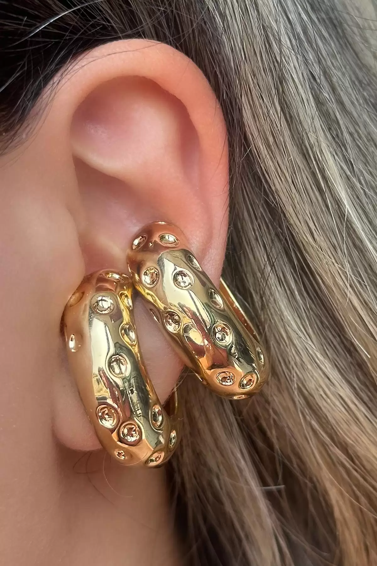 Altın Renk Metal Ear Cuff (Çift)