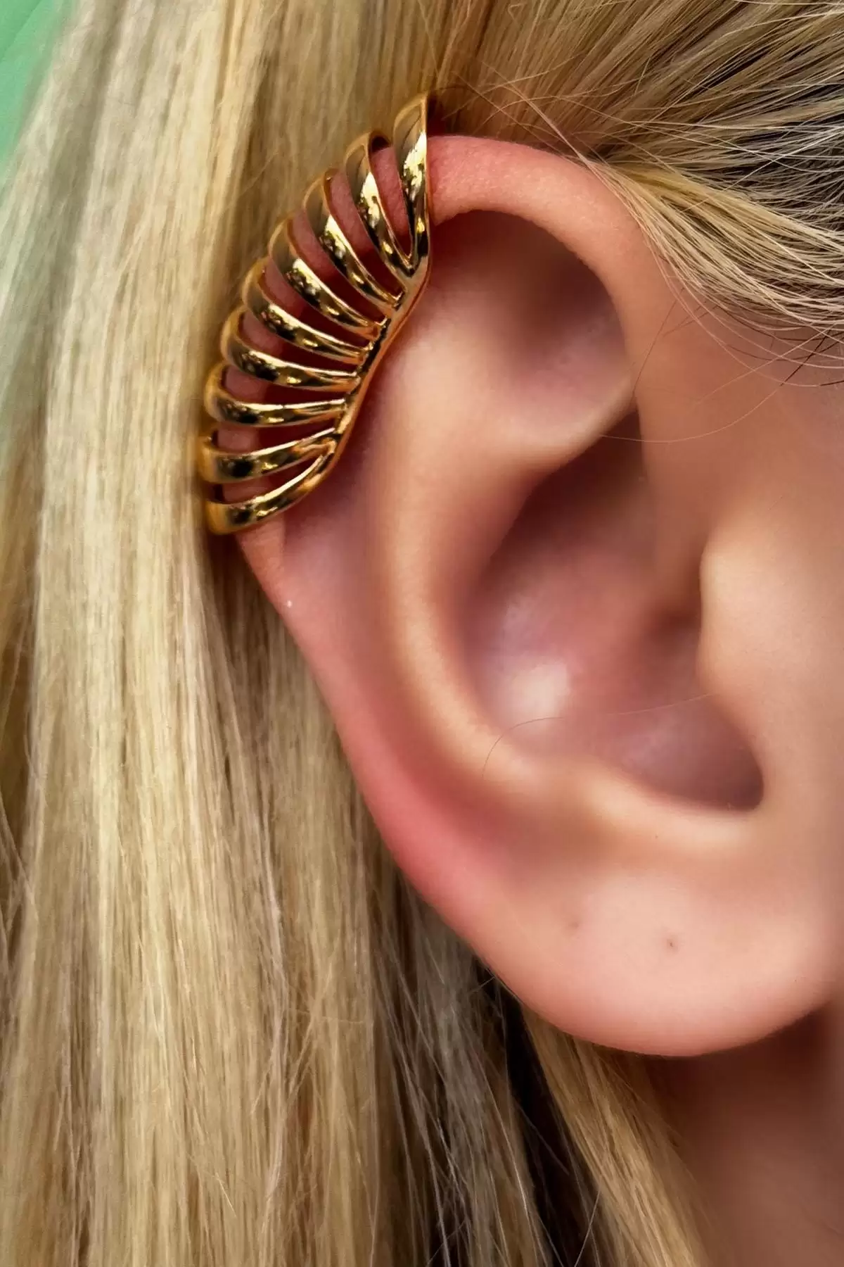 Altın Renk Metal Ear Cuff Küpe (Tek)