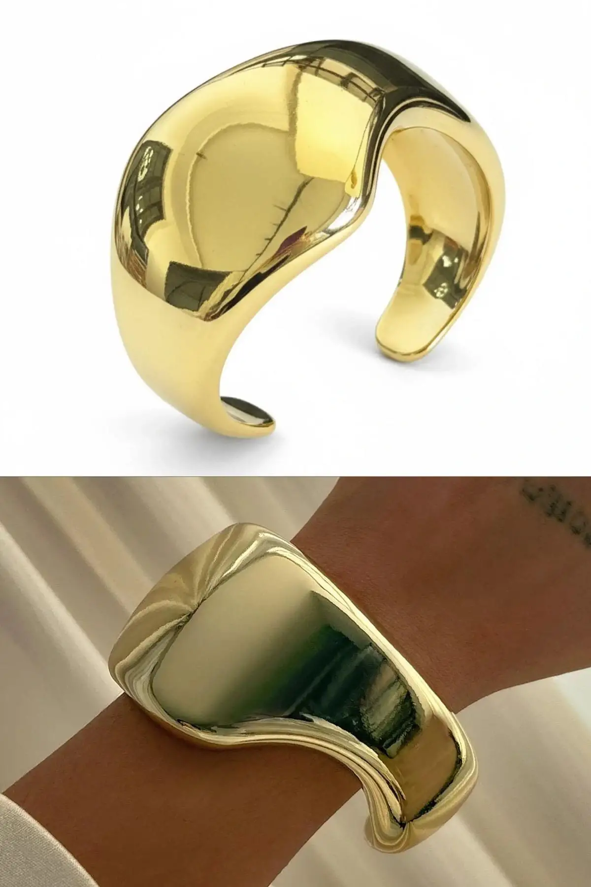 Altın Renk Plaka Kelepçe Bileklik