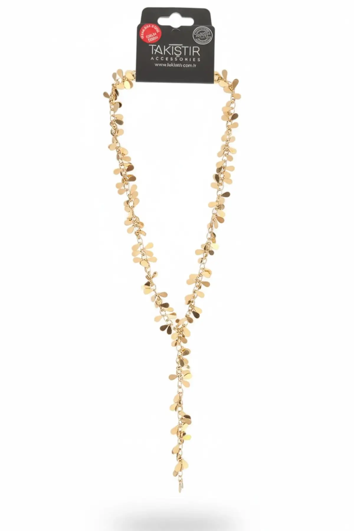 Altın Renk Saçaklı Çelik Y Kolye