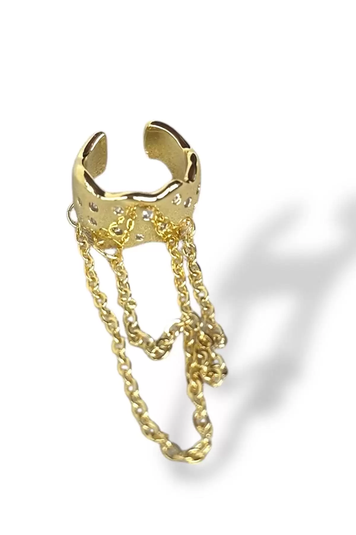 Altın Renk Sallantılı Ear Cuff (Tek)