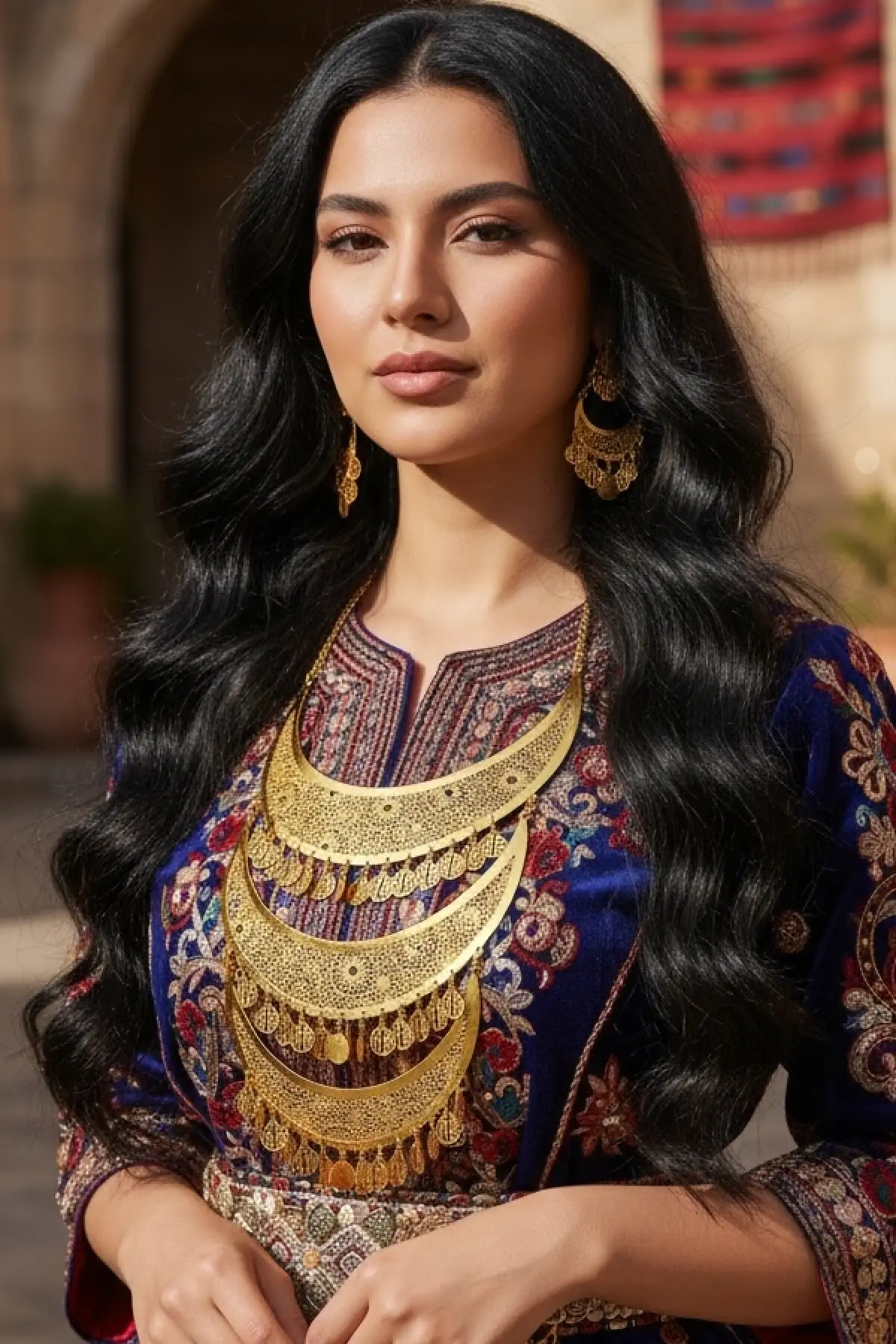 Altın Renk Sallantılı Kolye Ve Küpe Düğün Kına Nişan Gelin Seti