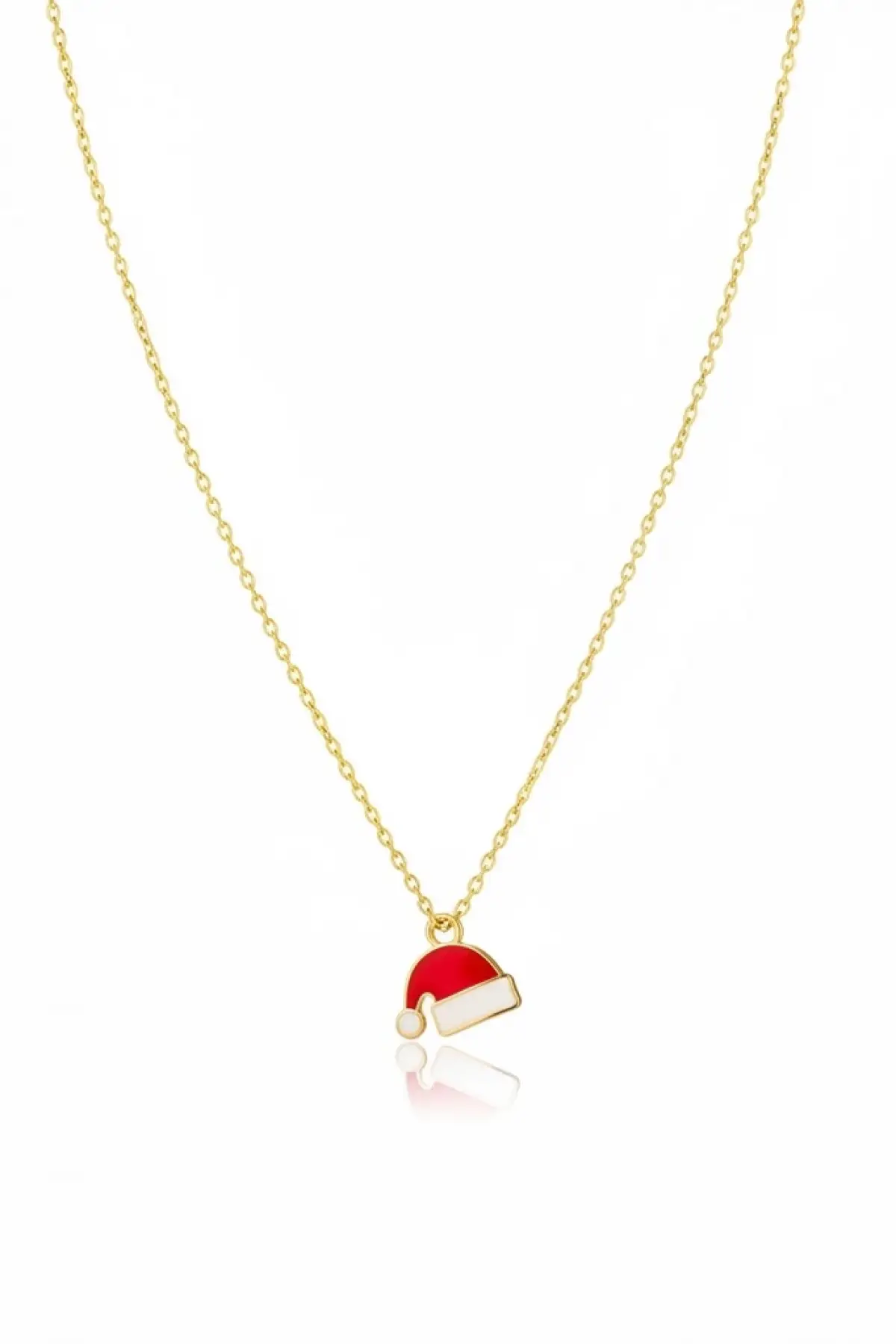 Altın Renk Şapka Figürlü Çelik Yılbaşı Kolyesi